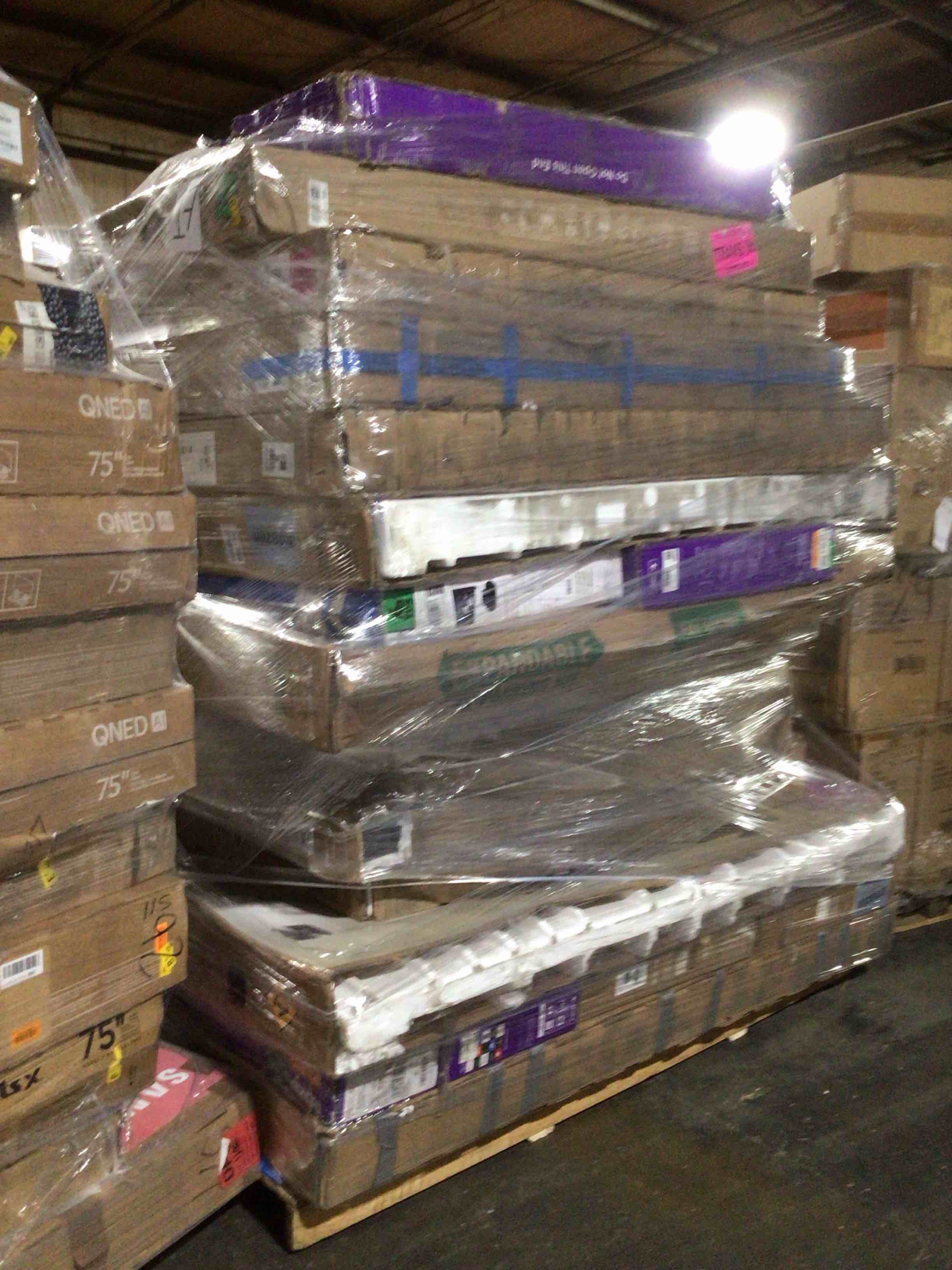 Condition photo showing As Is for 18 TV’s, Most 55 Inches or Larger, Brands Like LG, Samsung, Roku and Vizio for Parts or Repair, Your Bid Per TV.