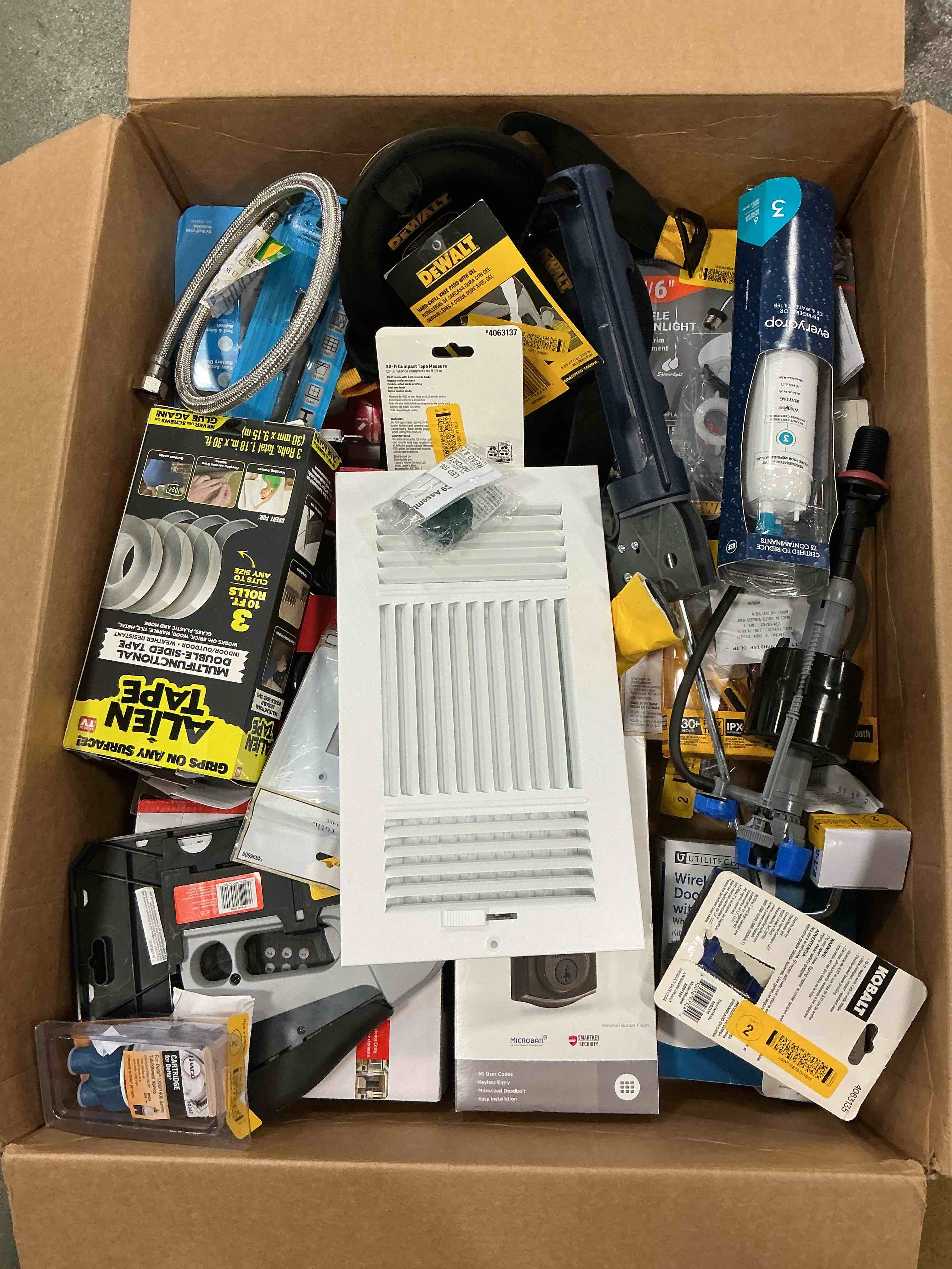 Condition photo showing As Is for Assorted Home Improvement Lot (Small Tools, Screw, Home Accessories, etc.)