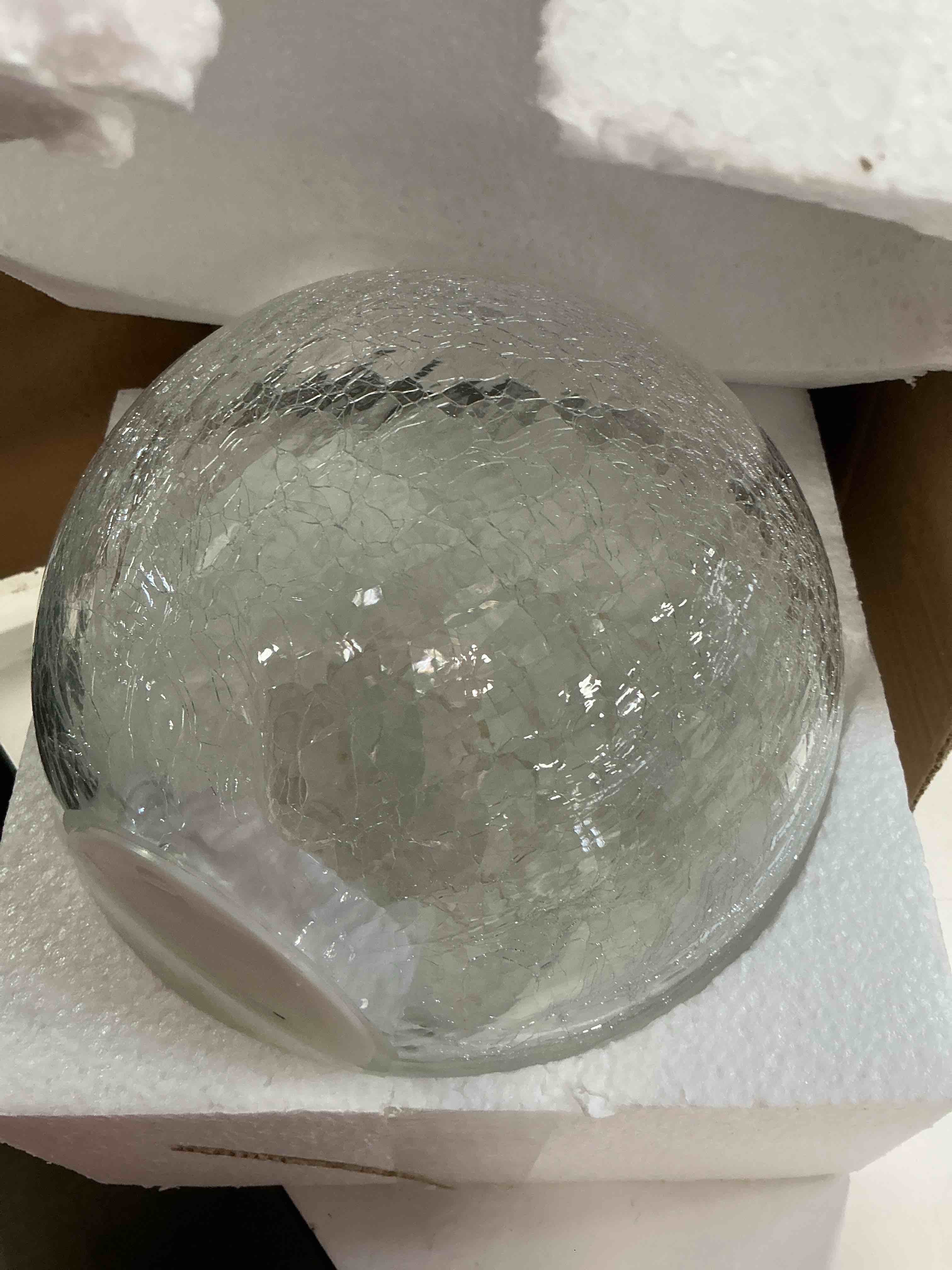 Condition photo showing Good Condition for Crackle Globe LED Lamp Battery Operated, Lighted Glass Orb for Festival Christmas Decoration, Gold Mercury Glass Ball Light for Living Room Indoor, Glowing Night Light Ball Lamp, Sphere Table Lamp 8 inch