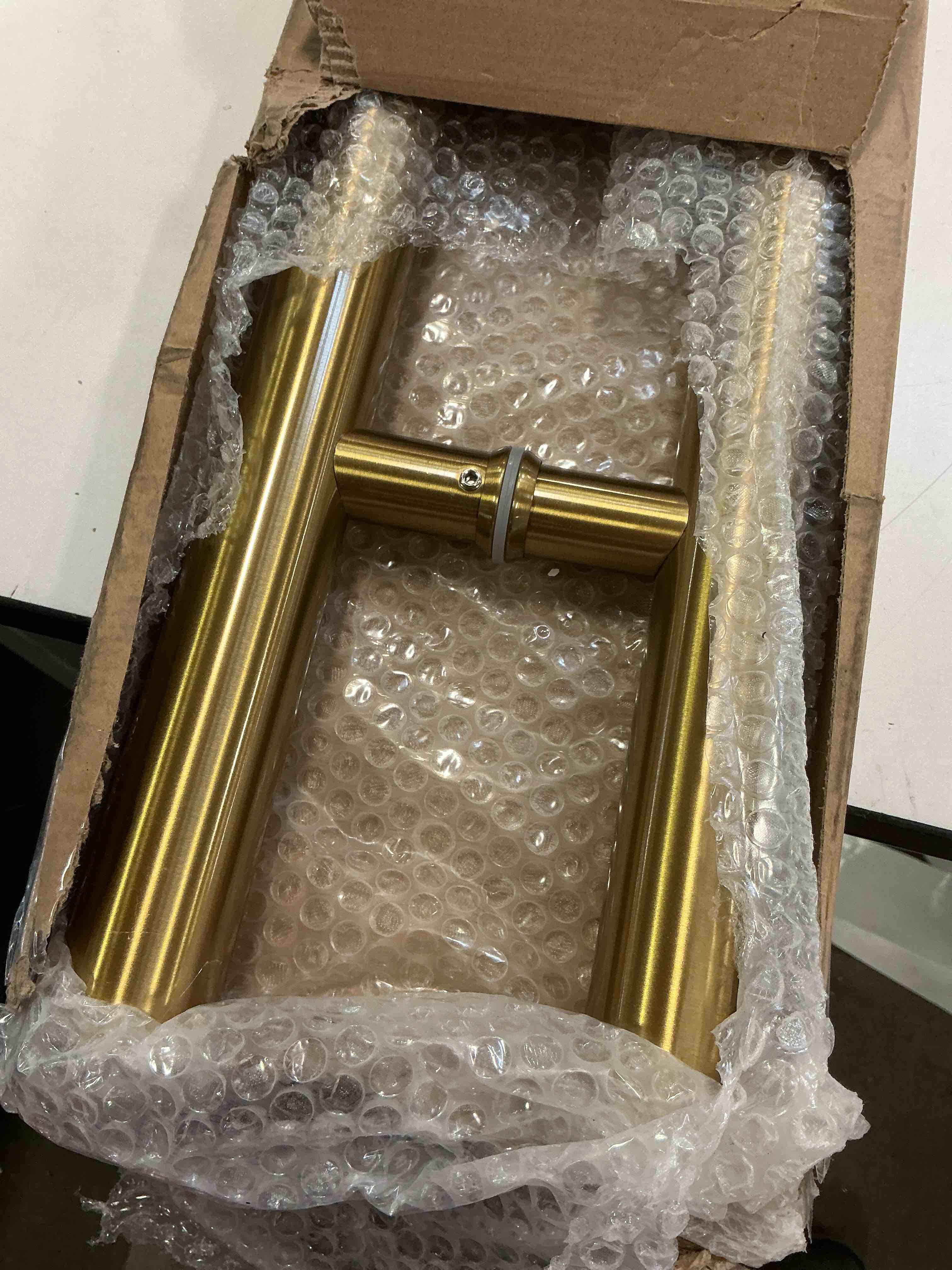 Condition photo showing Good Condition for 59 inch Round Stainless Steel Door Pull Push Handle Double Sided, French Sliding Barn Door Handle, H Shape Commercial Door Pull Handles, Gold 59inch / 150cm Gold