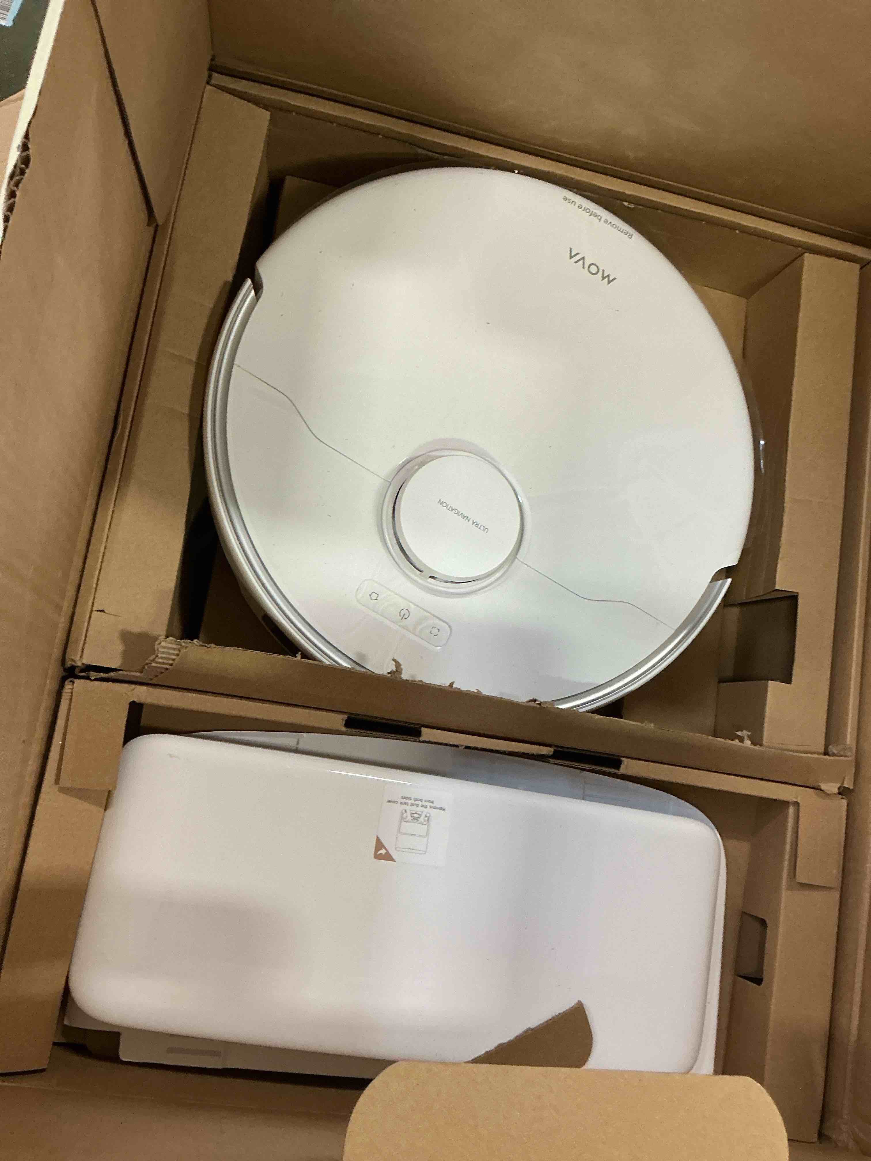 Condition photo showing As Is for Mova P50 Ultra Robot Vacuum Cleaner with Flexible Mop, 19,000 Pa Suction Power with Anti-Tangle Brush, Corner and Edge Cleaning, 167? Automatic Cleaning & Self-Drying & Cleaning, Auto Empty & Refill