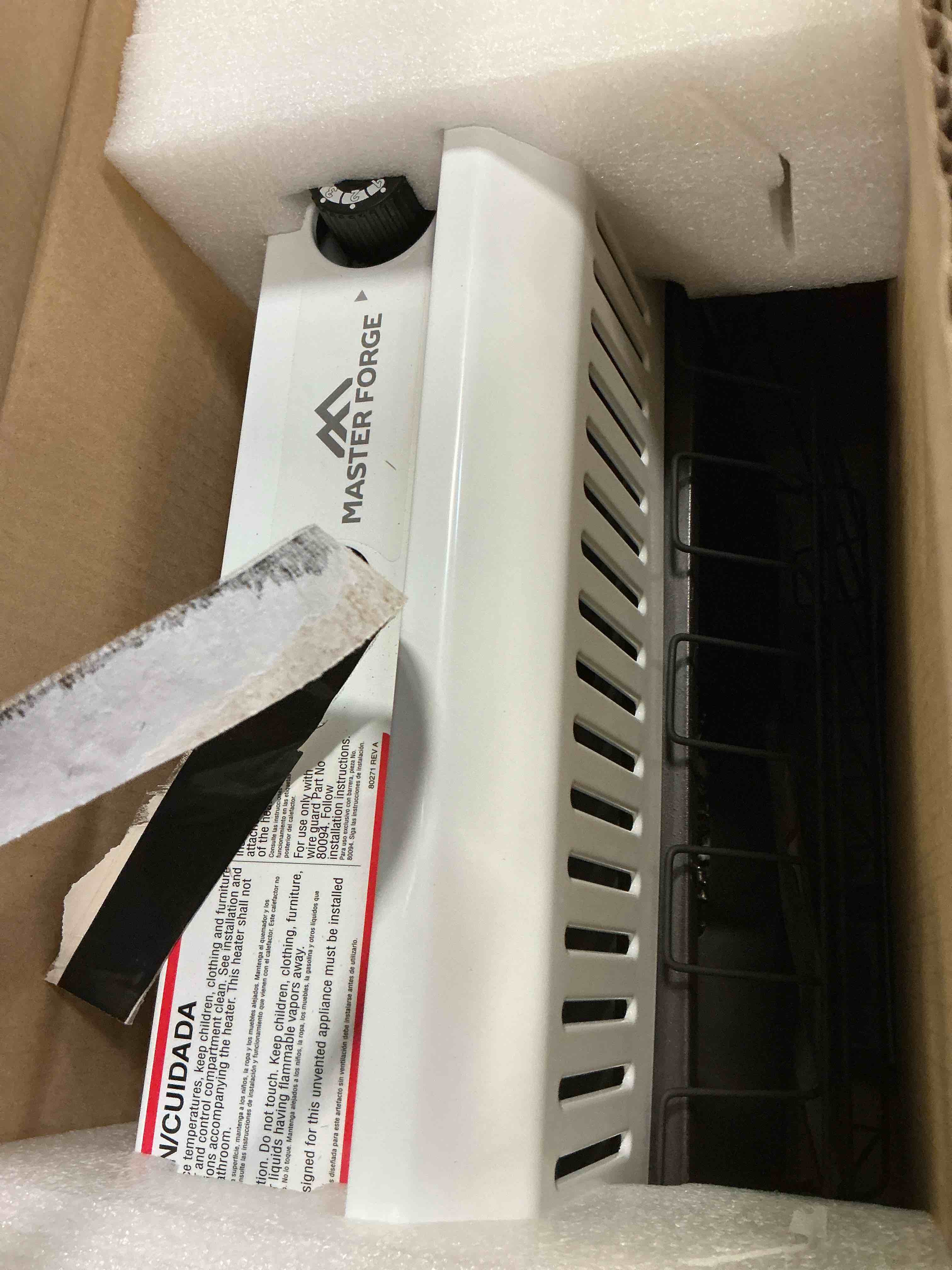 Condition photo showing As Is for Master Forge 20000 -BTU Wall -Mount Indoor/Outdoor Natural gas or liquid propane