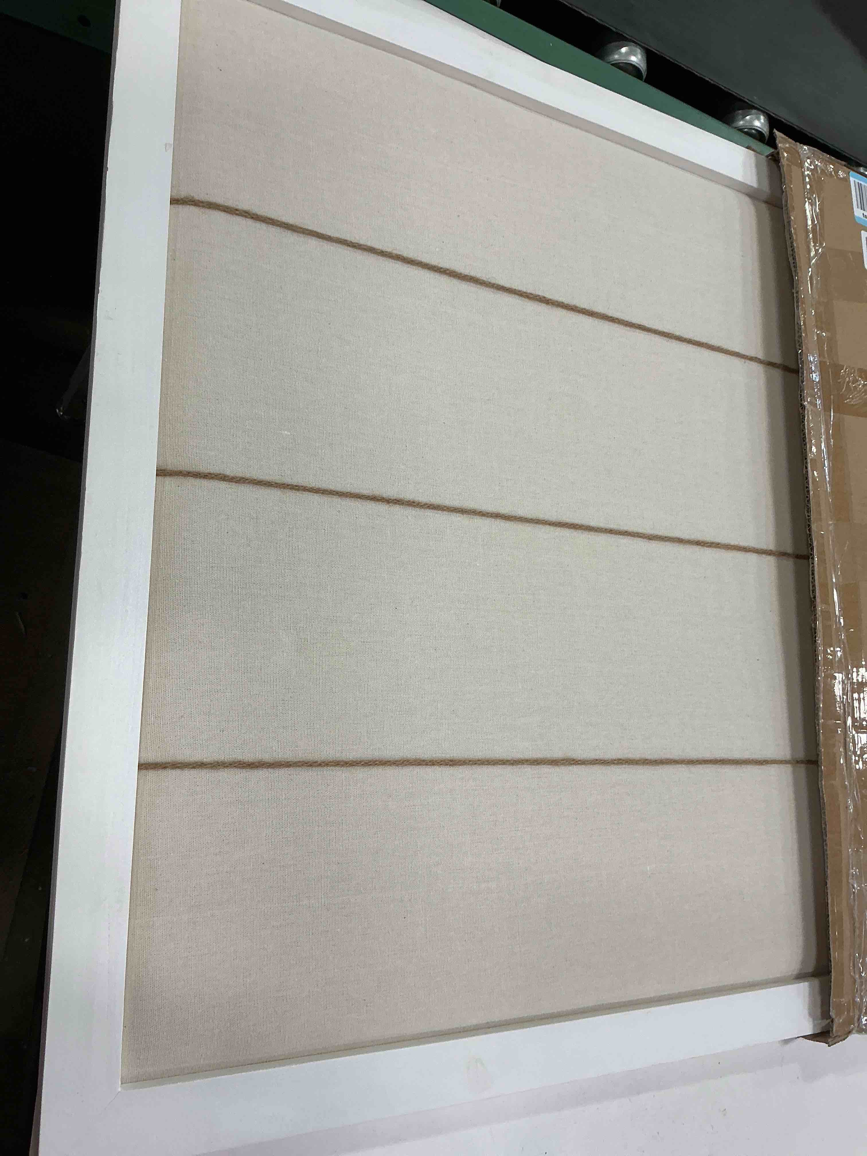 Condition photo showing Good Condition for SOFE Rustic White Linen Bulletin Board, 28 x 32 inches Large Fabric Pin Boards for Wall Photo Display with Clips, Wood Framed Memo Board, Decorative Vision Board for Room Classroom Office
