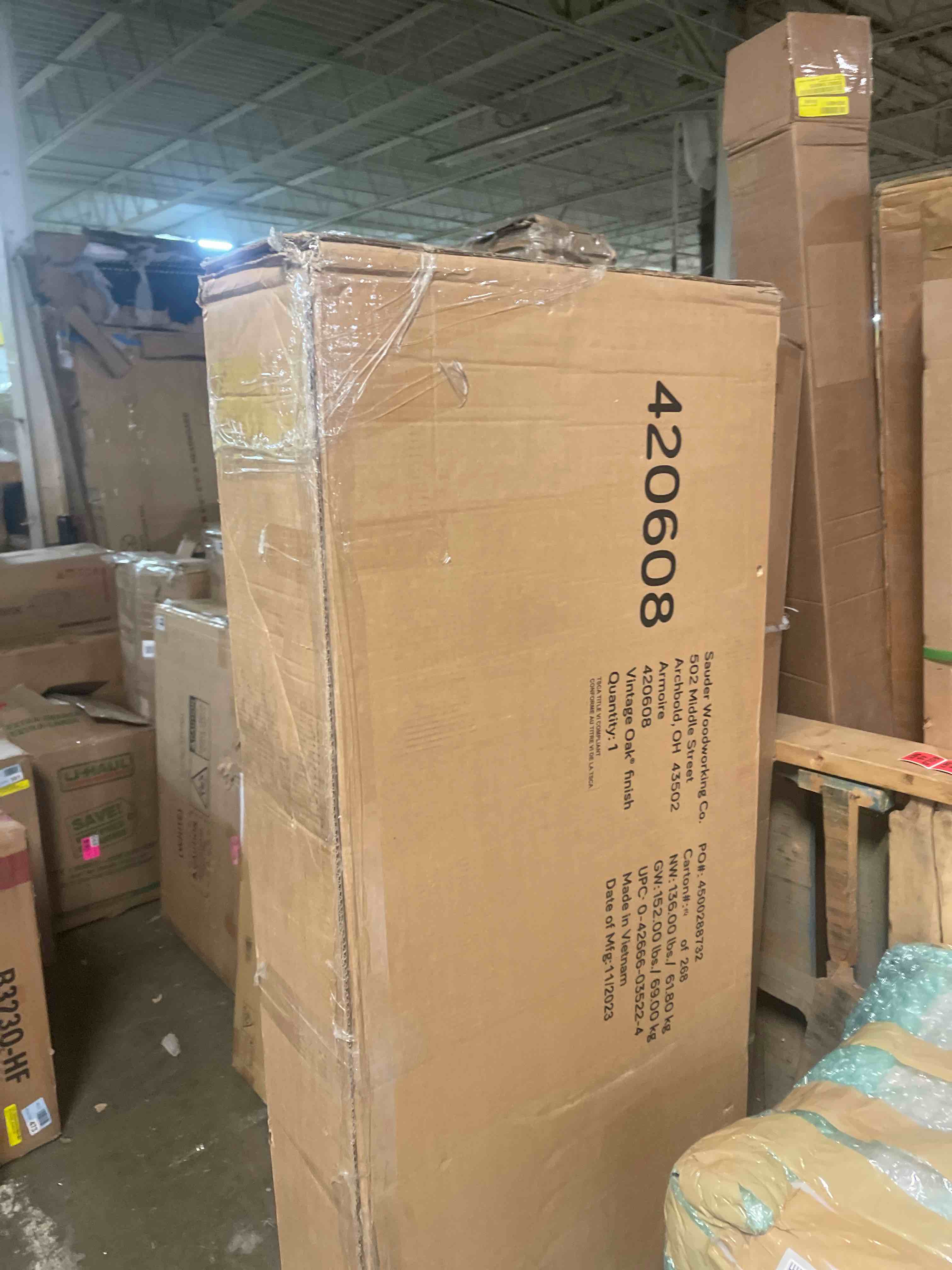 Condition photo showing New/Like New for Rustic Armoire with Garment Rod