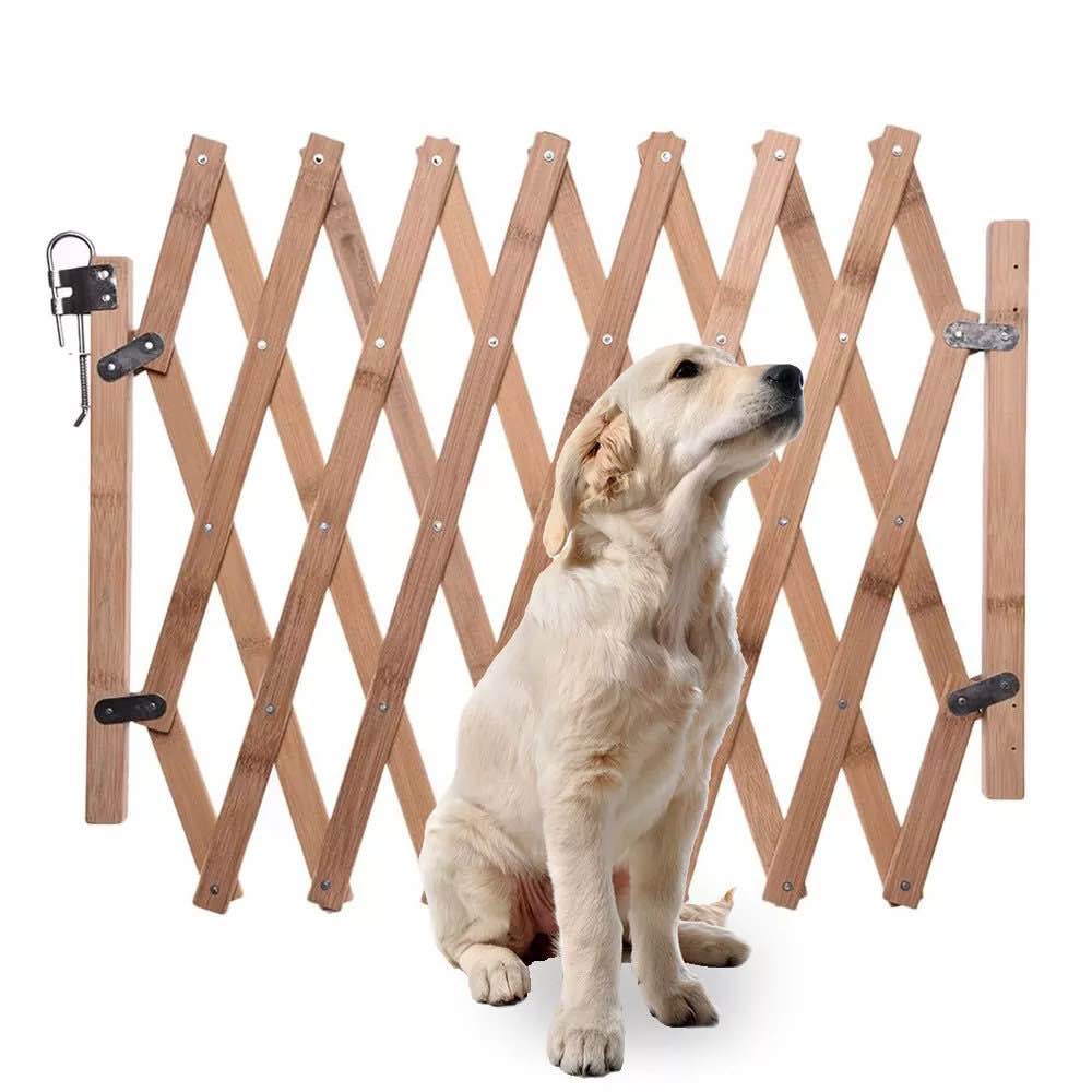 Wooden Freestanding Foldable Pet Gate Isolation Accordion Dog Fence Expandable S