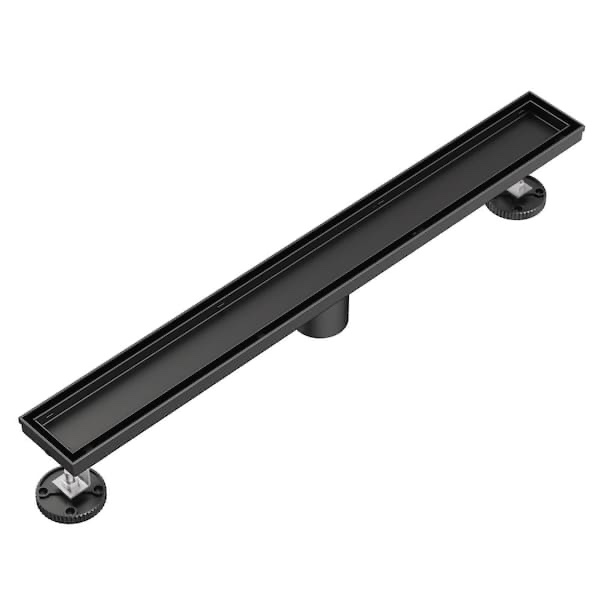 18-Inch Linear Shower Drain with Tile Insert Grate, SUS 304 Stainless Steel Linear Drain, Matte Blac