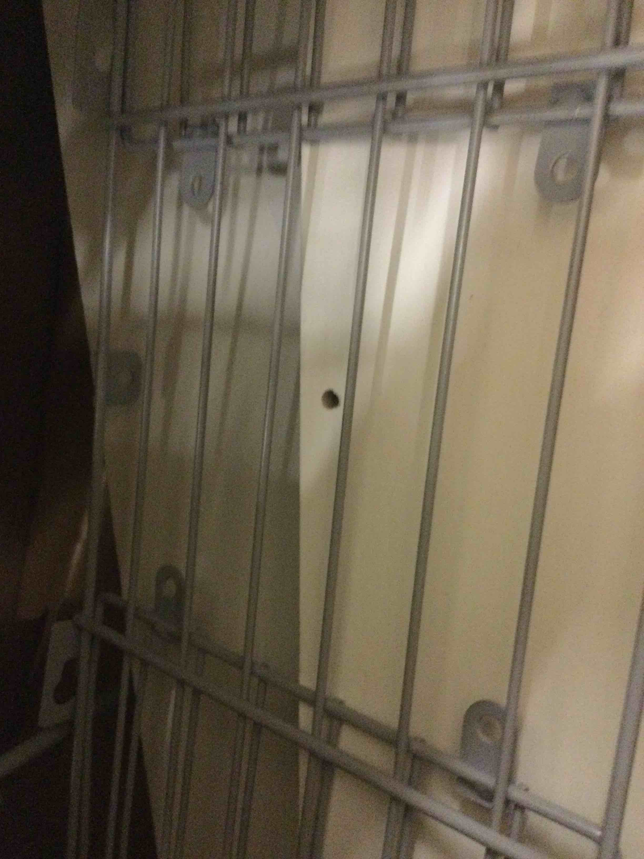 Condition photo showing As Is for Bathroom Shelves Over Toilet for Wall, Floating Shelves with Storage Basket Paper Holer for Kitchen Living Room, Bedroom & Classroom, Set of 3 (White and Grey) White and Grey 15.7"