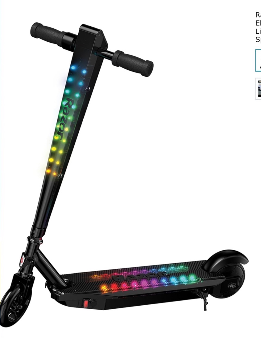 razor sonic glow electric scooter - black