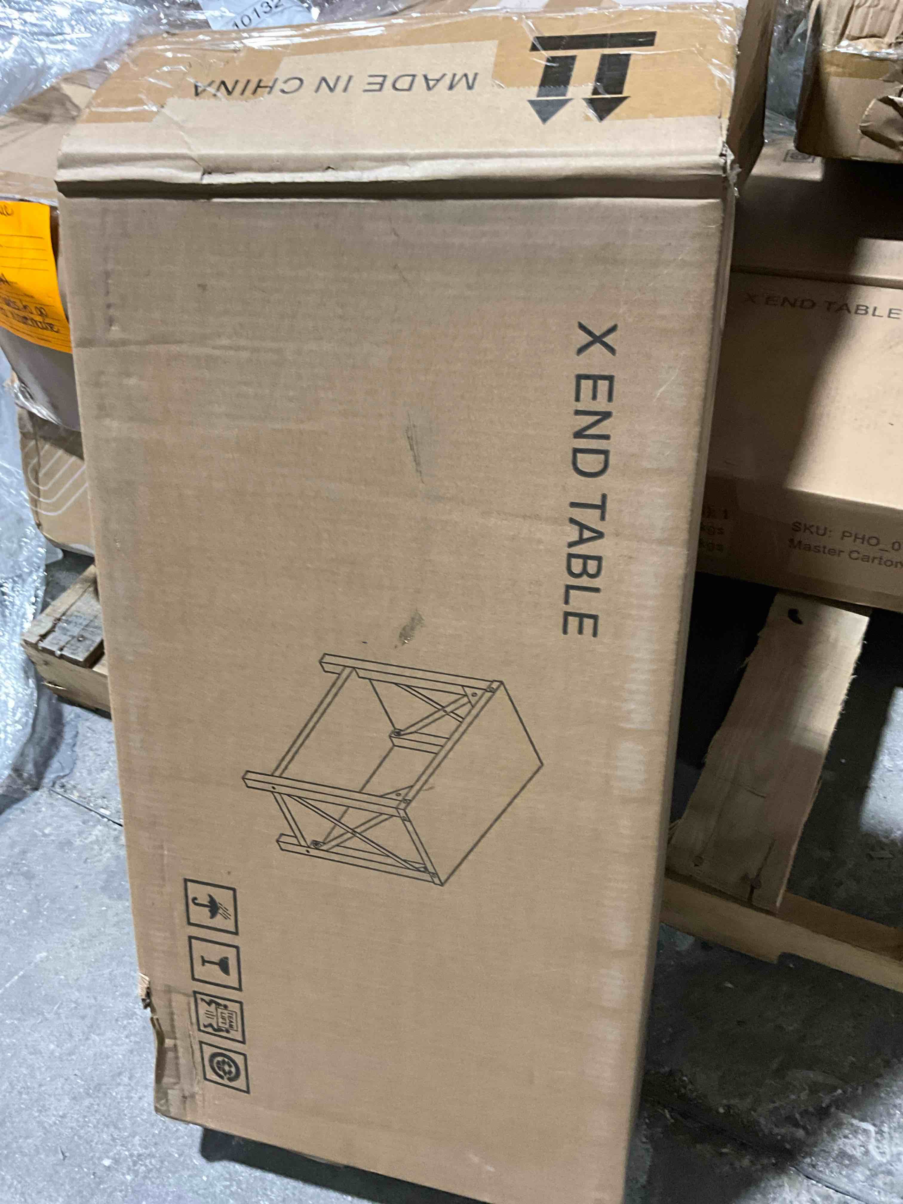 Condition photo showing New/Like New for ChooChoo End Table, 24 Inch End Table with 2-Tier Storage Shelf, Side Table for Living Room, Wood Nightstand for Bedroom, Office, Painted Surface, Rustic Brown 