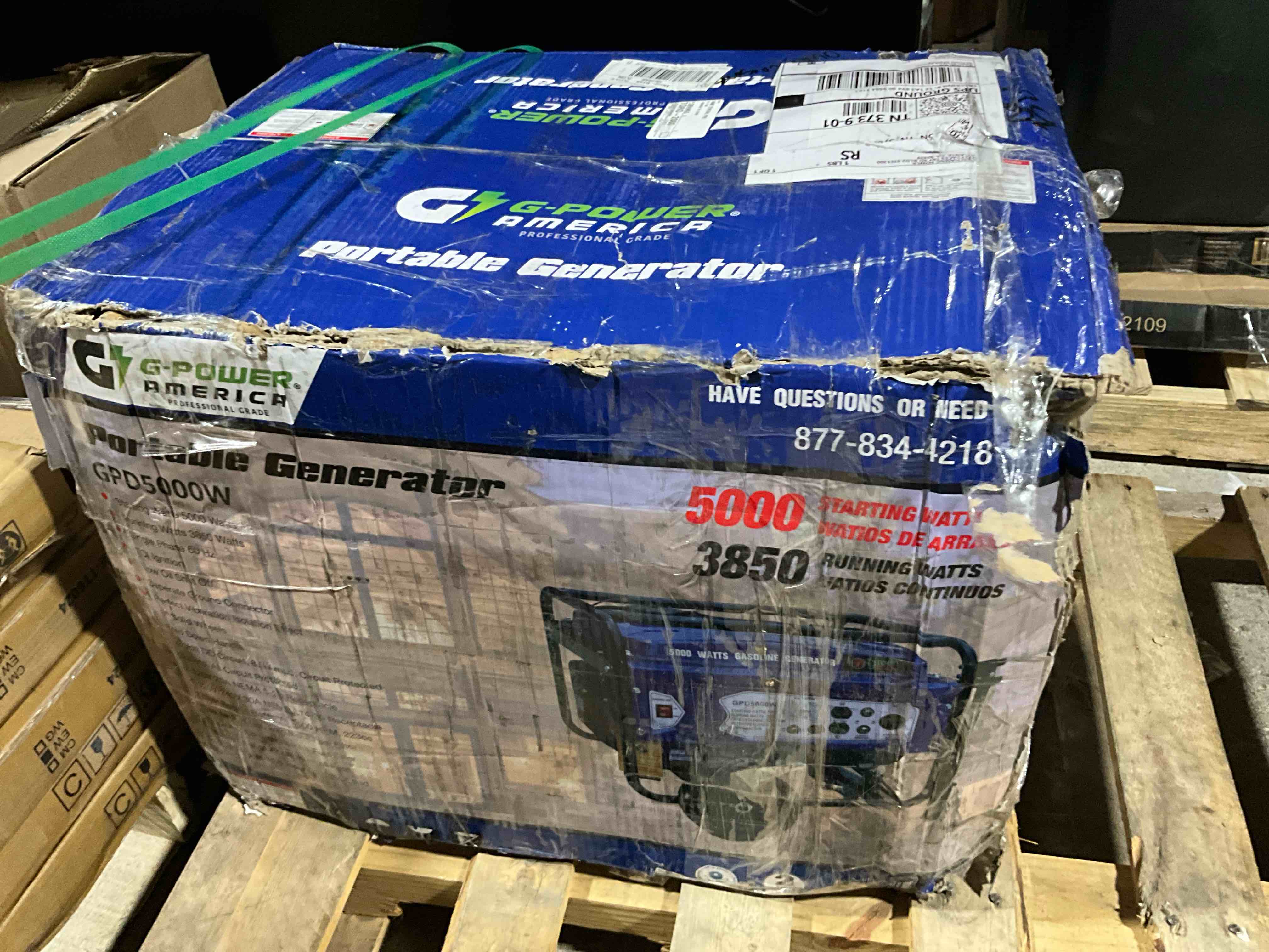 Condition photo showing Good Condition for Green-Power America Gasoline Generator GPD5000W, Green/Black