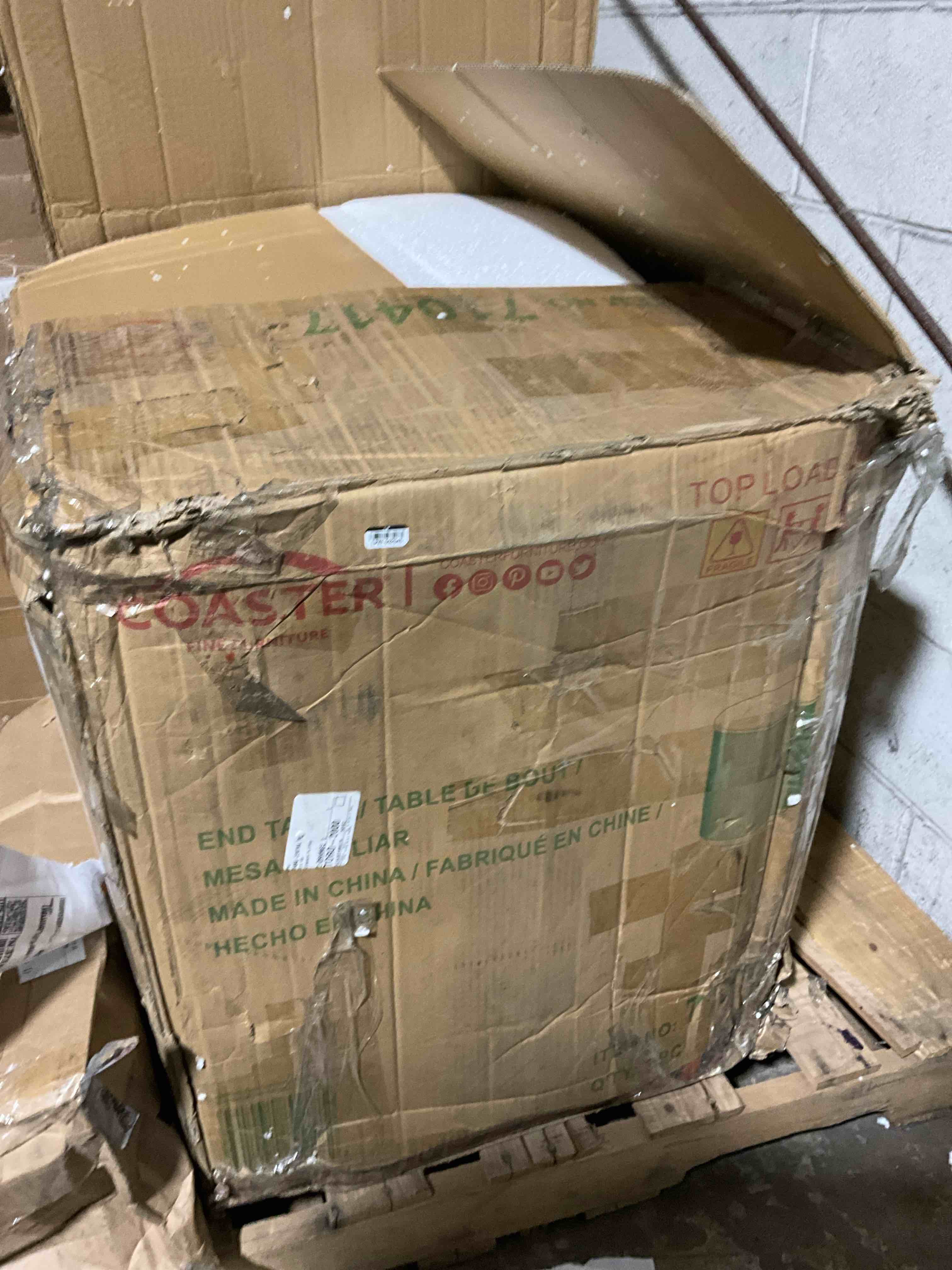 Condition photo showing New/Like New for Jason Round Marble Top Side End Table White and Charcoal