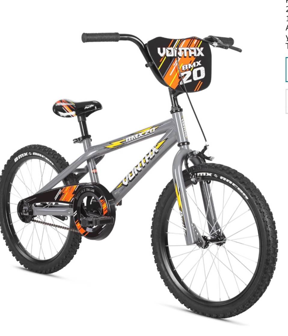Pacific Vortax Bike, 12, 16 or 20 Inch Bike for Kids Ages 1-13, Steel BMX Frame, Adjustable Seat Grows with your Child, Removable Training Wheels, Hand & Coaster Brake, Easy Assembly, Training Bicycle