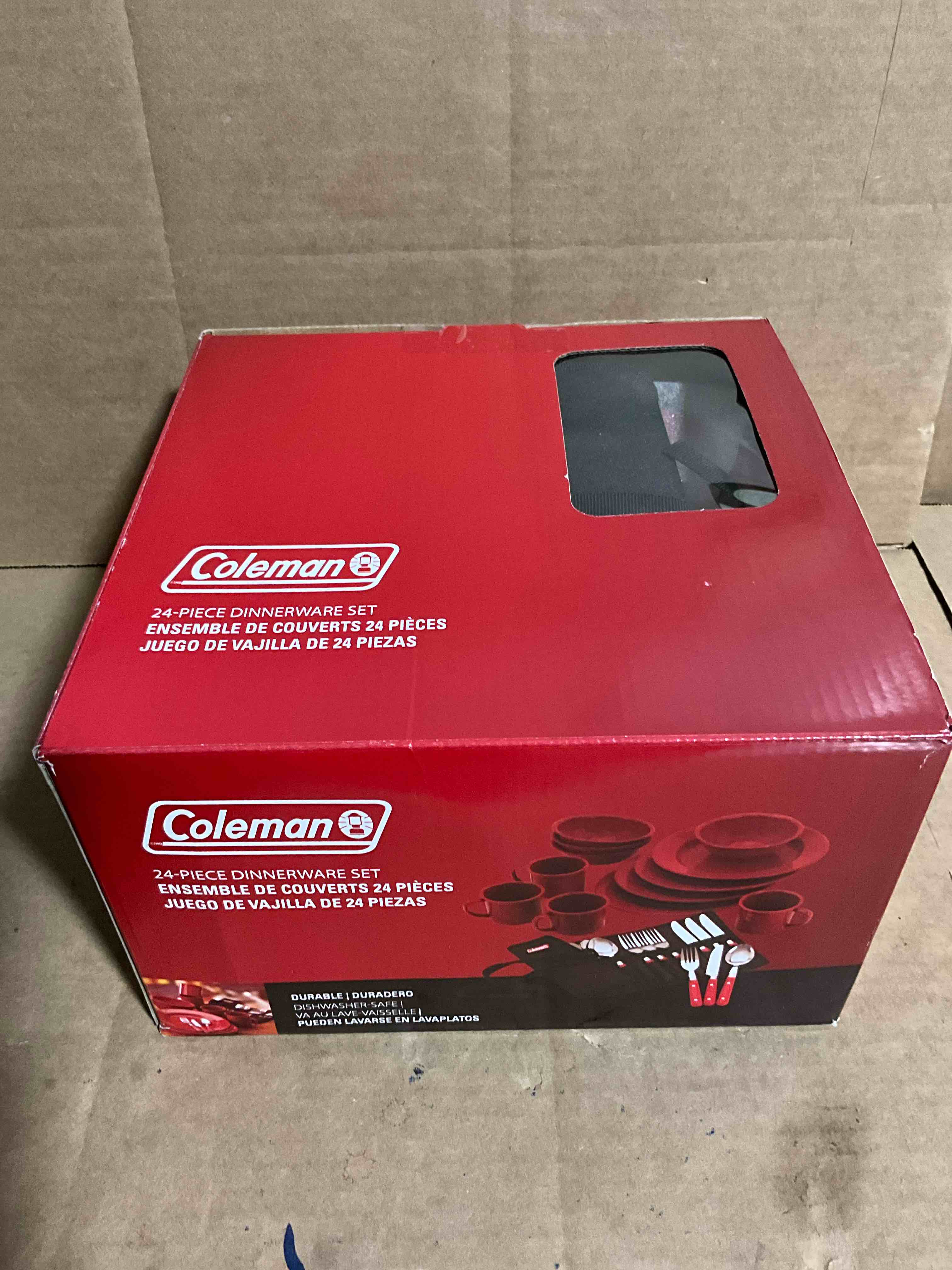 Condition photo showing New/Like New for Coleman 24-Piece Enamel Dinnerware Set  Red