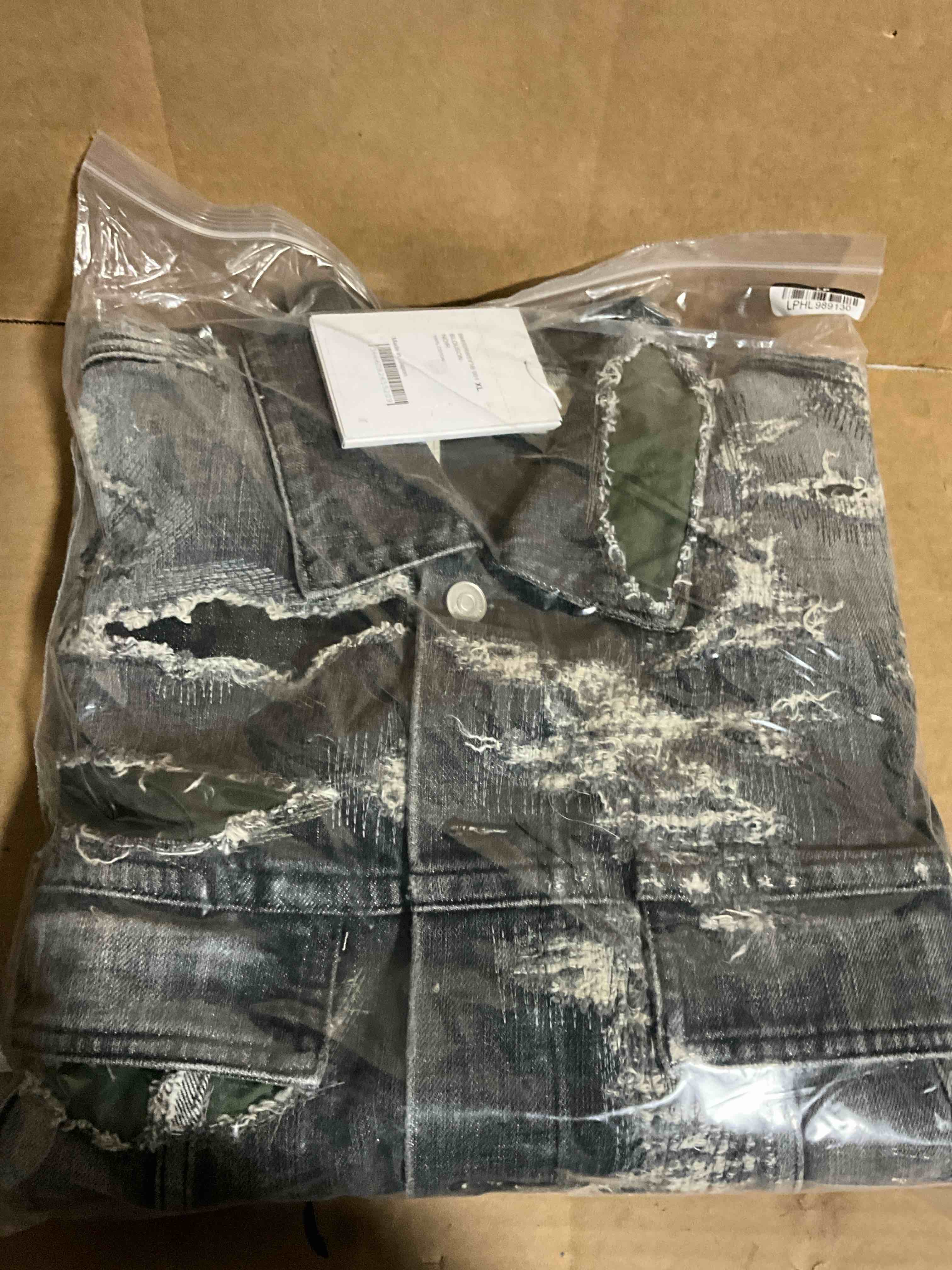 Condition photo showing New/Like New for Givenchy Distressed Denim Jacket 'Black', Size XL 