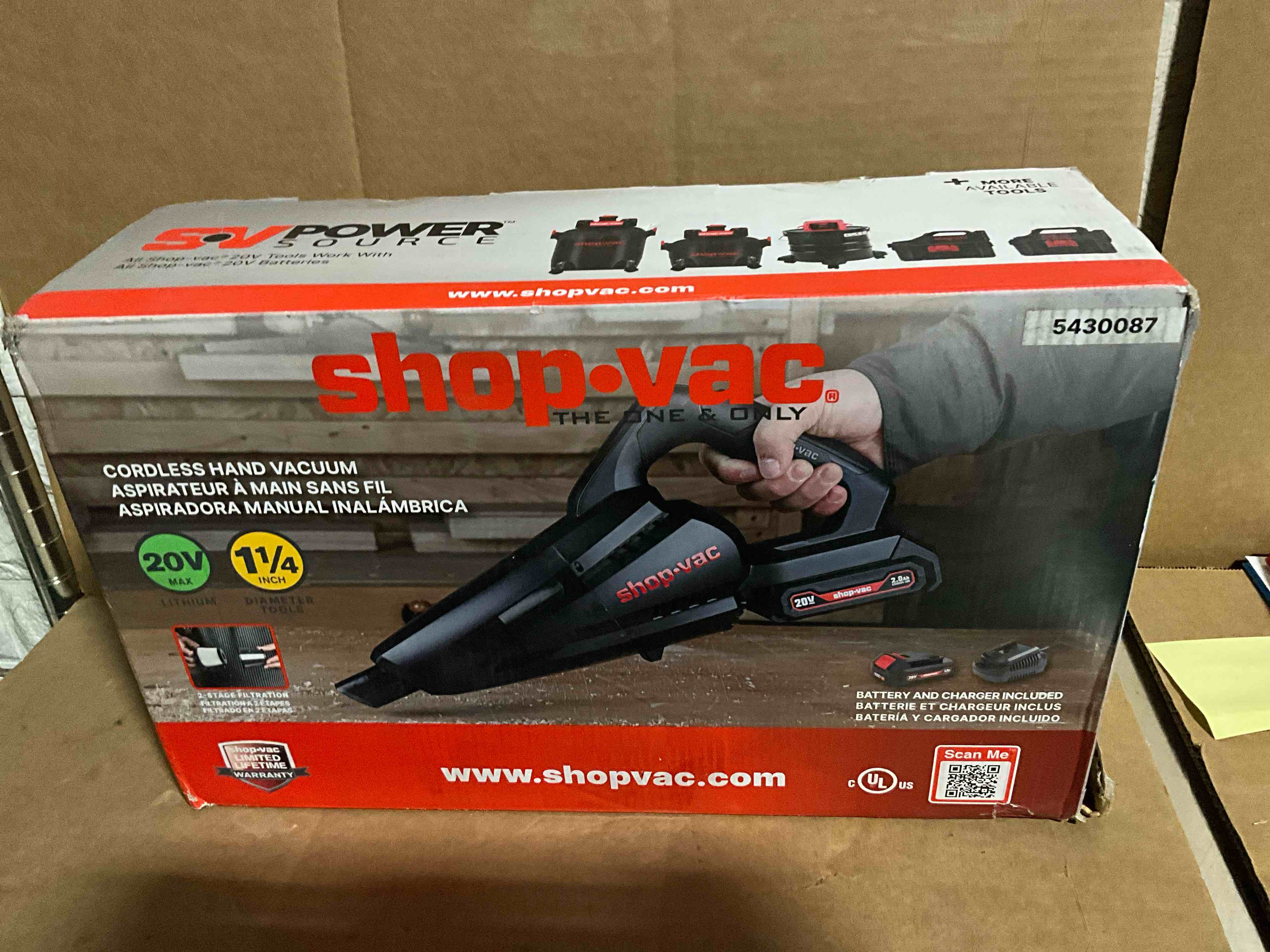 Condition photo showing New/Like New for Shop-Vac 20V Lithium Cordless Rechargeable Handheld Vac