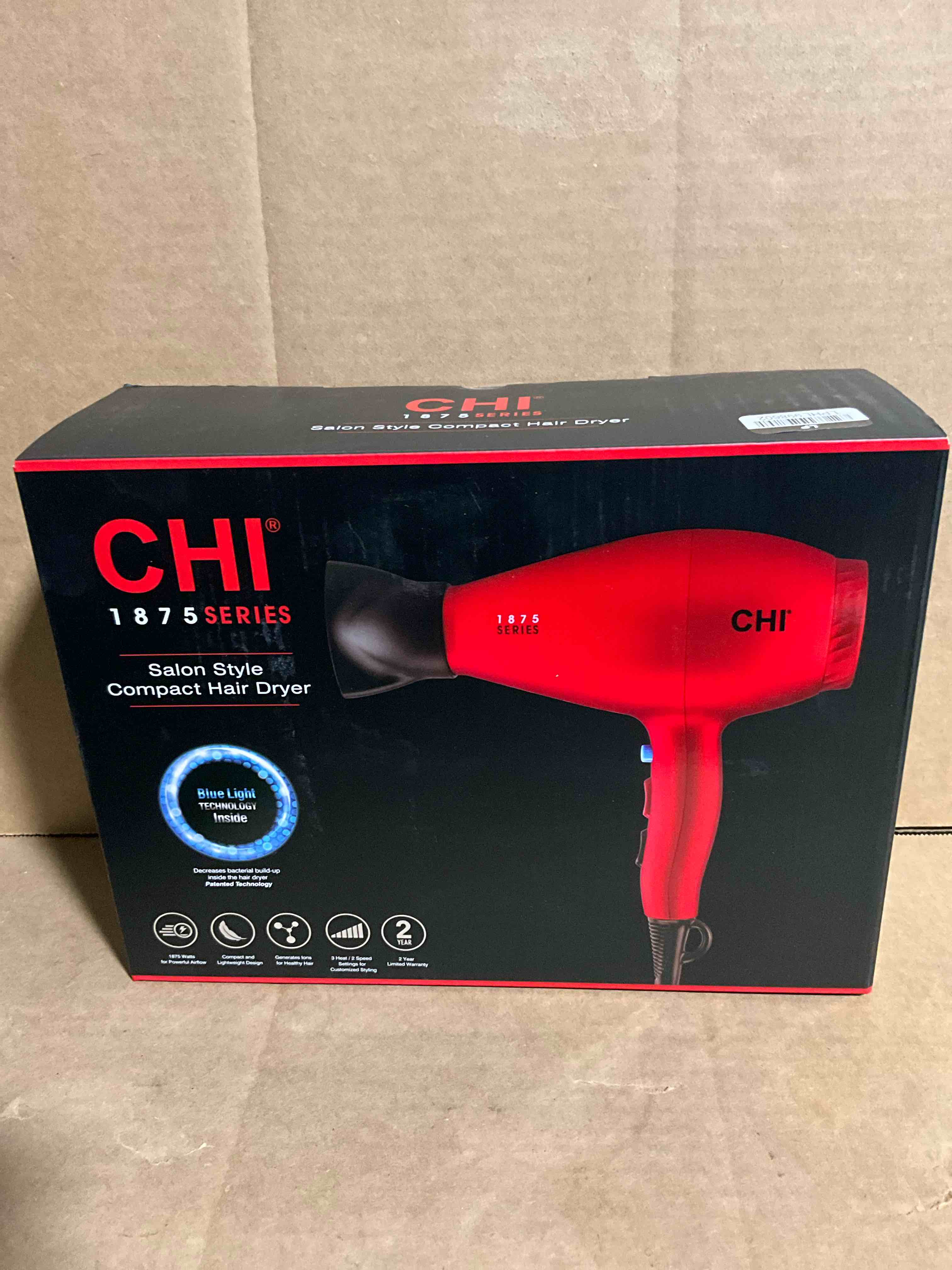 Condition photo showing New/Like New for CHI Air 1875 Series Ceramic Hair Dryers  Red with Concentrator and Diffuser