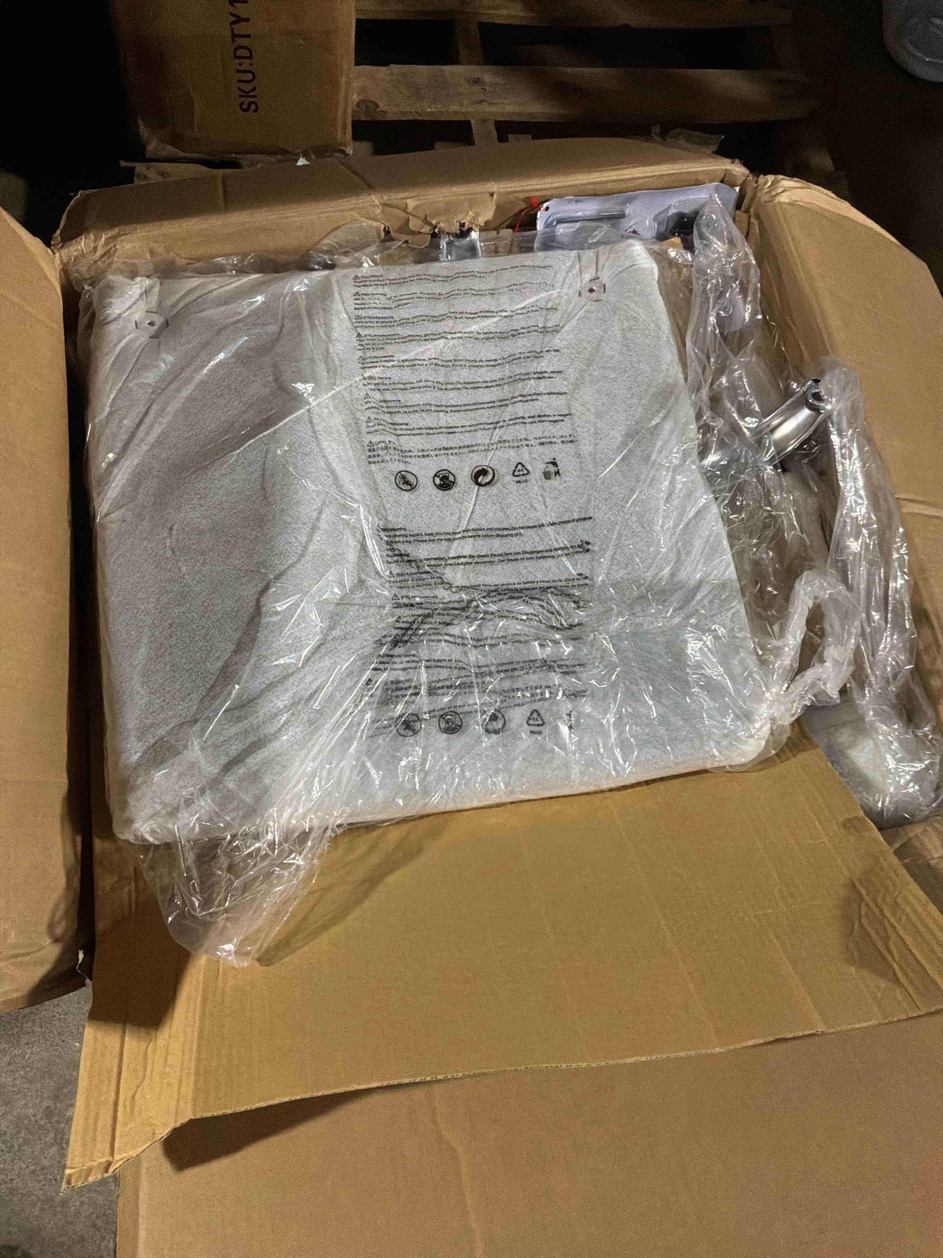 Condition photo showing New/Like New for Big and Tall Office Chair, Flip Armrests for Pets & Cross Legged Sitting, Executive Ergonomic Computer Gaming Chair with Foot Rest, Teddy Fleece Wide Seat Reclining Desk Chair, White Vanity Chair