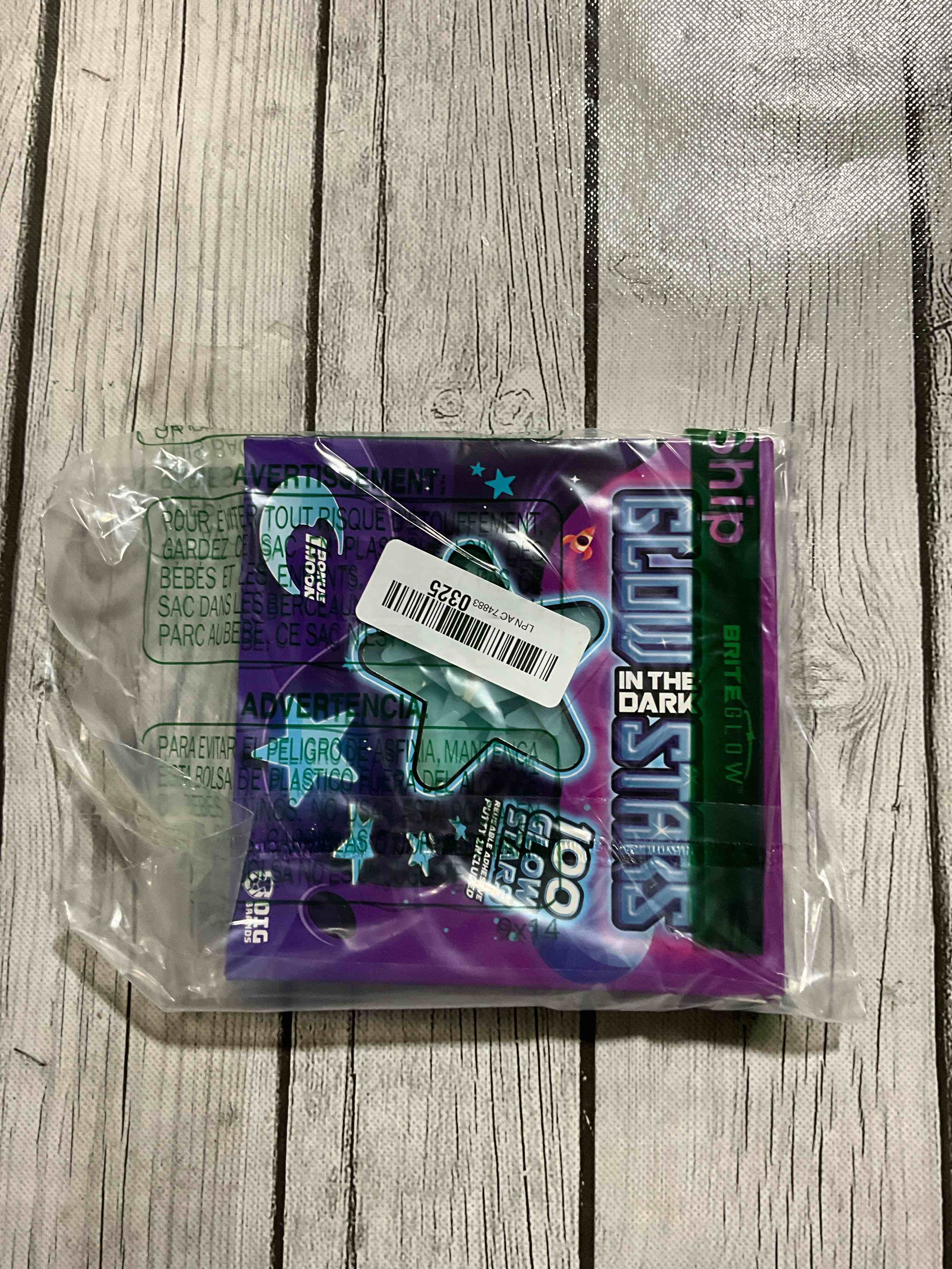 Condition photo showing New/Like New for 100 PK Blue Glow in The Dark Stars for Ceiling Christmas Stocking Stuffers for Kids - Brite Plastic Glow Stars with Moon & Putty Age 4,5,6,7,8,9,10,11,12 for Bedroom Space Night Light Christmas Gifts Blue 100 Pack Glow Blue Stars
