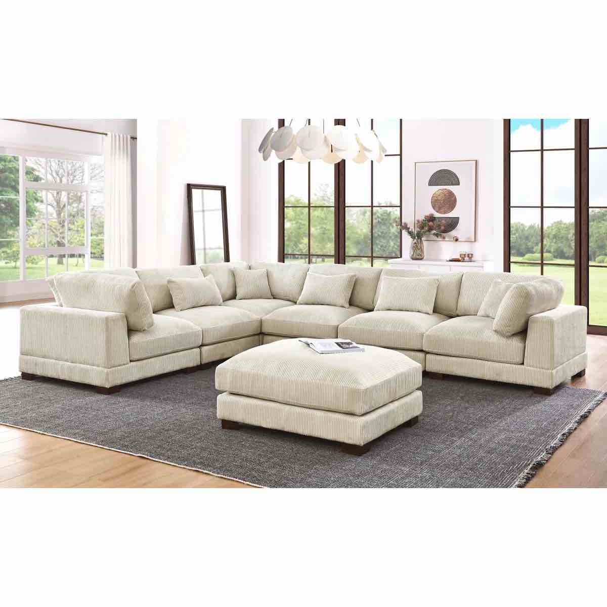 ( incomplete)arliz 7 - piece 144" wide reversible modular corner sectional with ottoman