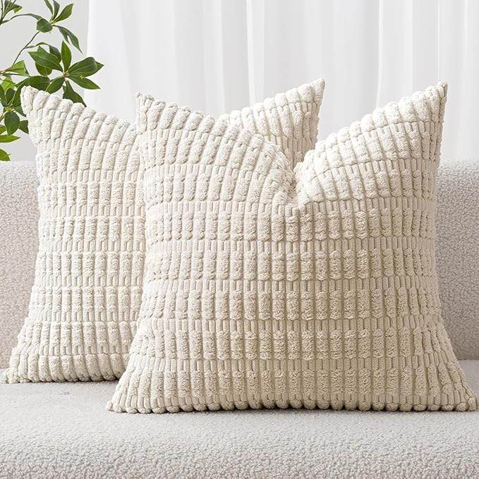 pack of 4 corduroy decorative throw pillow covers soft boho striped pillow covers modern farmhouse home decor for sofa living room couch bed