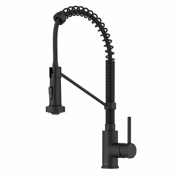 kraus bolden commercial style 2-function single handle pull down kitchen faucet in matte black, kpf-1610mb