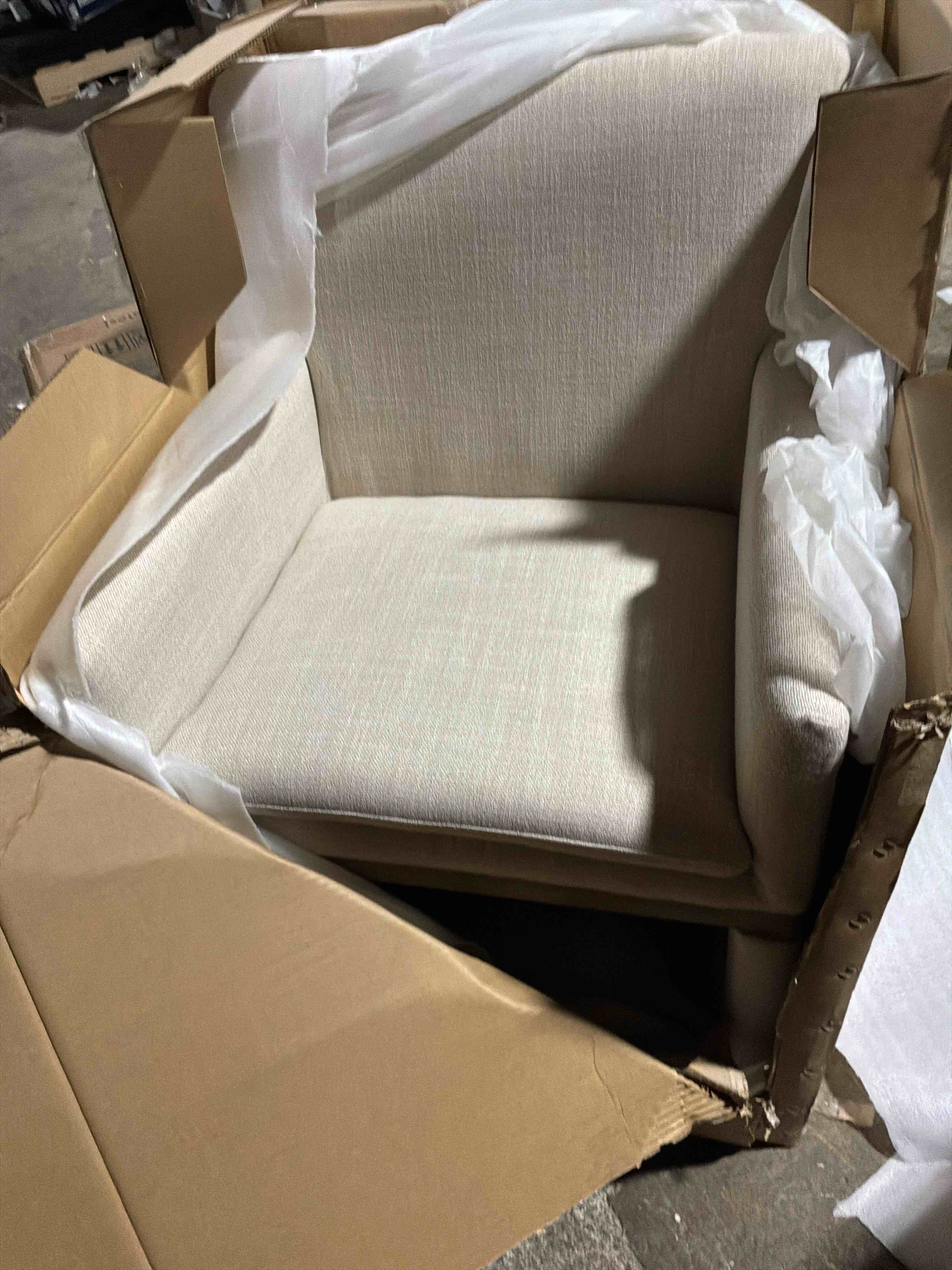 Condition photo showing New/Like New for mf studio outdoor patio upholstered parsons dining chairs metal furniture with arms & textilene fabric, beige