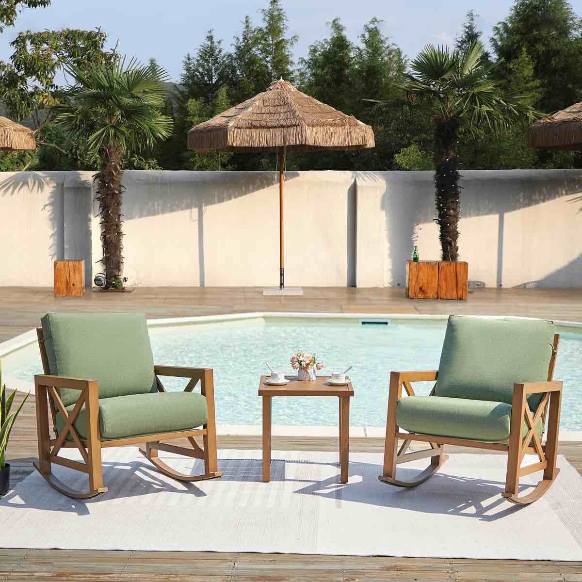isfried 3-piece metal frame outdoor conversation set with thick cushions