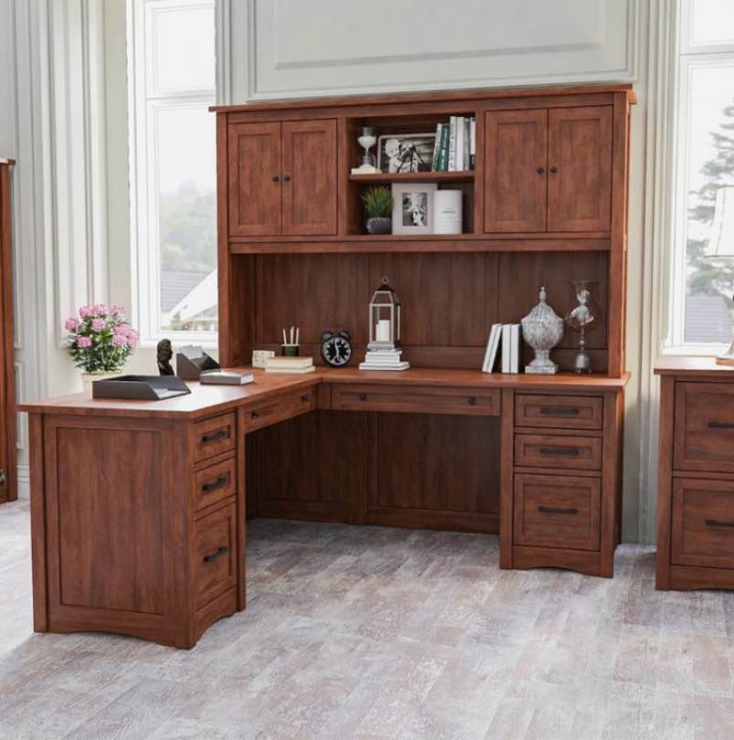 Dubrovnik Solid Wood Executive L-Shaped Home Office Desk With Hutch (incomplete)