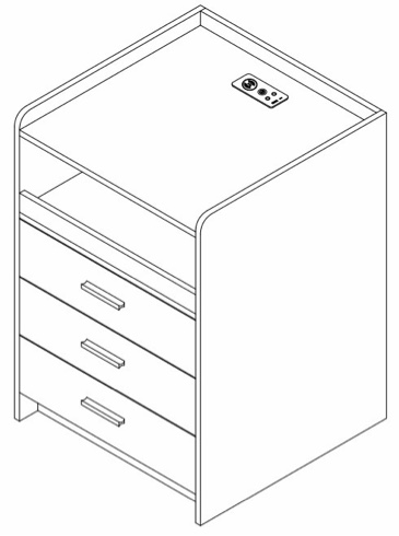 3 drawers white nightstand with charging station