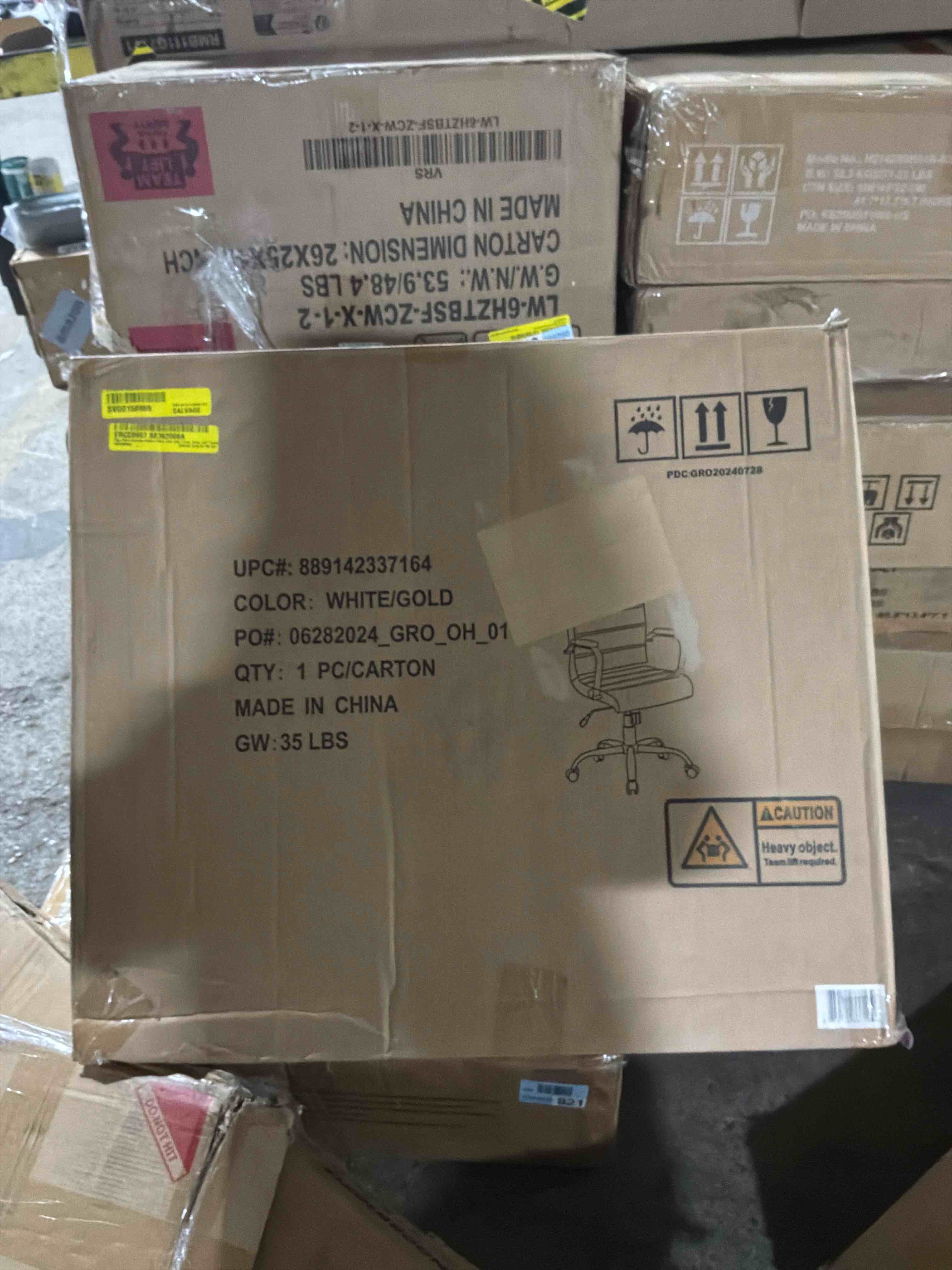 Condition photo showing New/Like New for alamont home - whitney high back modern leather/faux leather executive swivel office chair - white leathersoft/gold frame