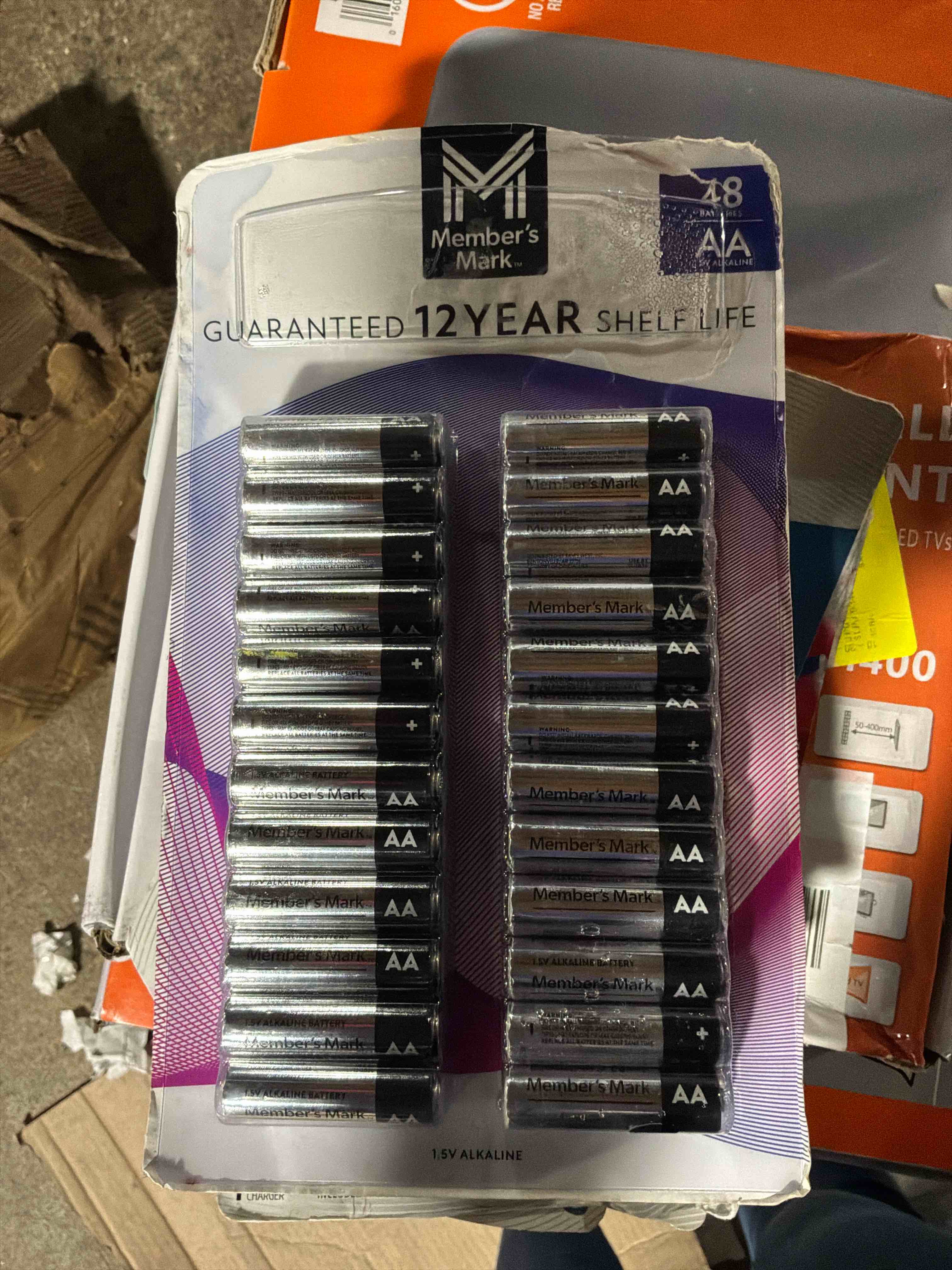 Condition photo showing Good Condition for member's mark aa alkaline batteries, 48 pk.
