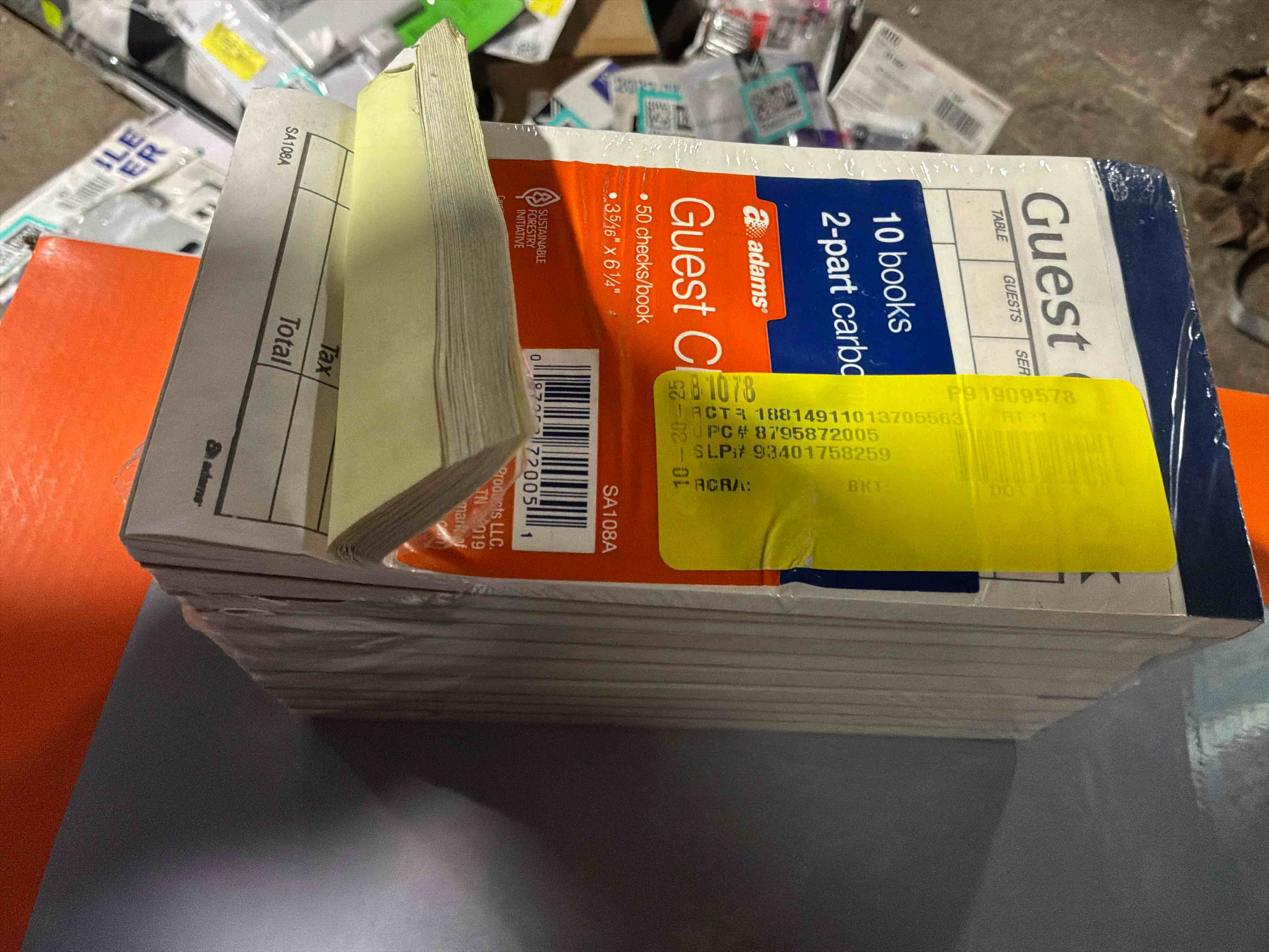 Condition photo showing Good Condition for adams 2-part carbonless guest checks 10 books/50 checks per book