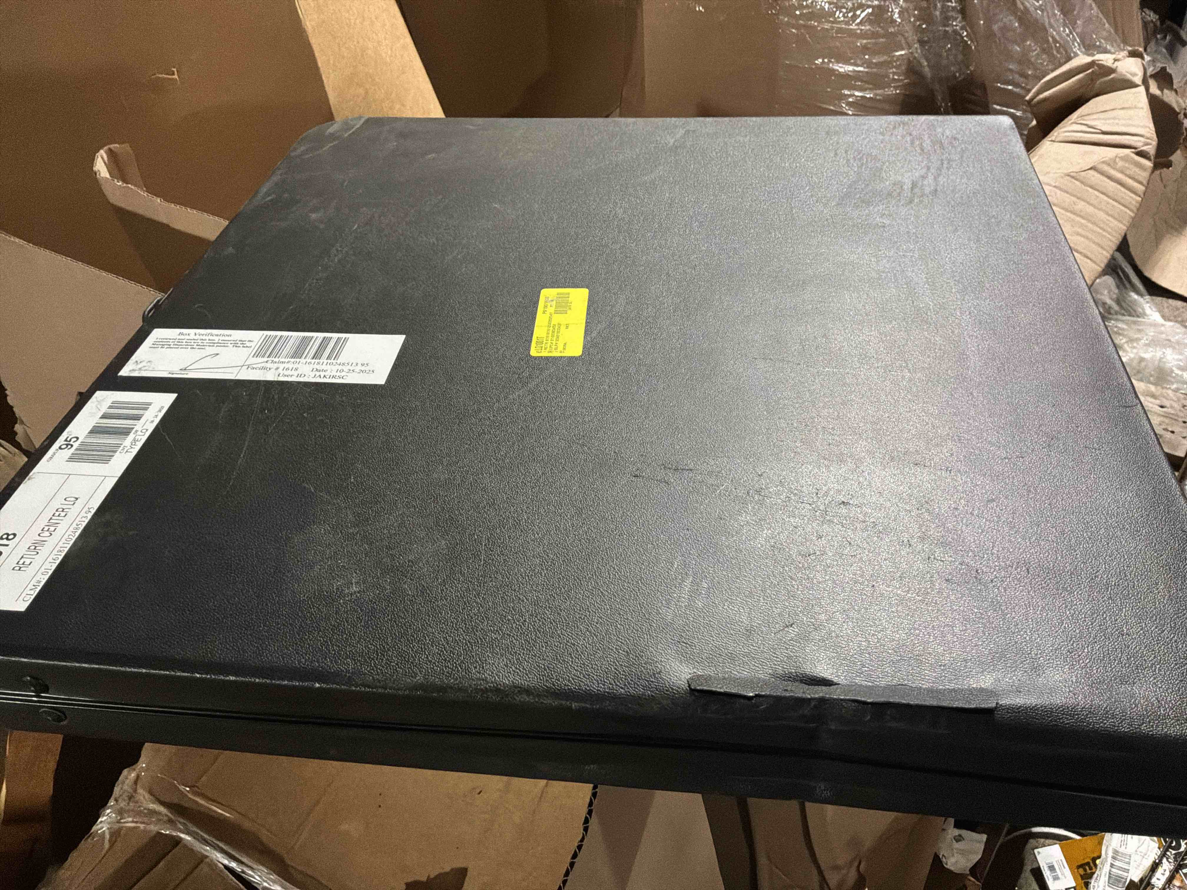 Condition photo showing As Is for lifetime 6' commercial grade stacking folding table, assorted colors