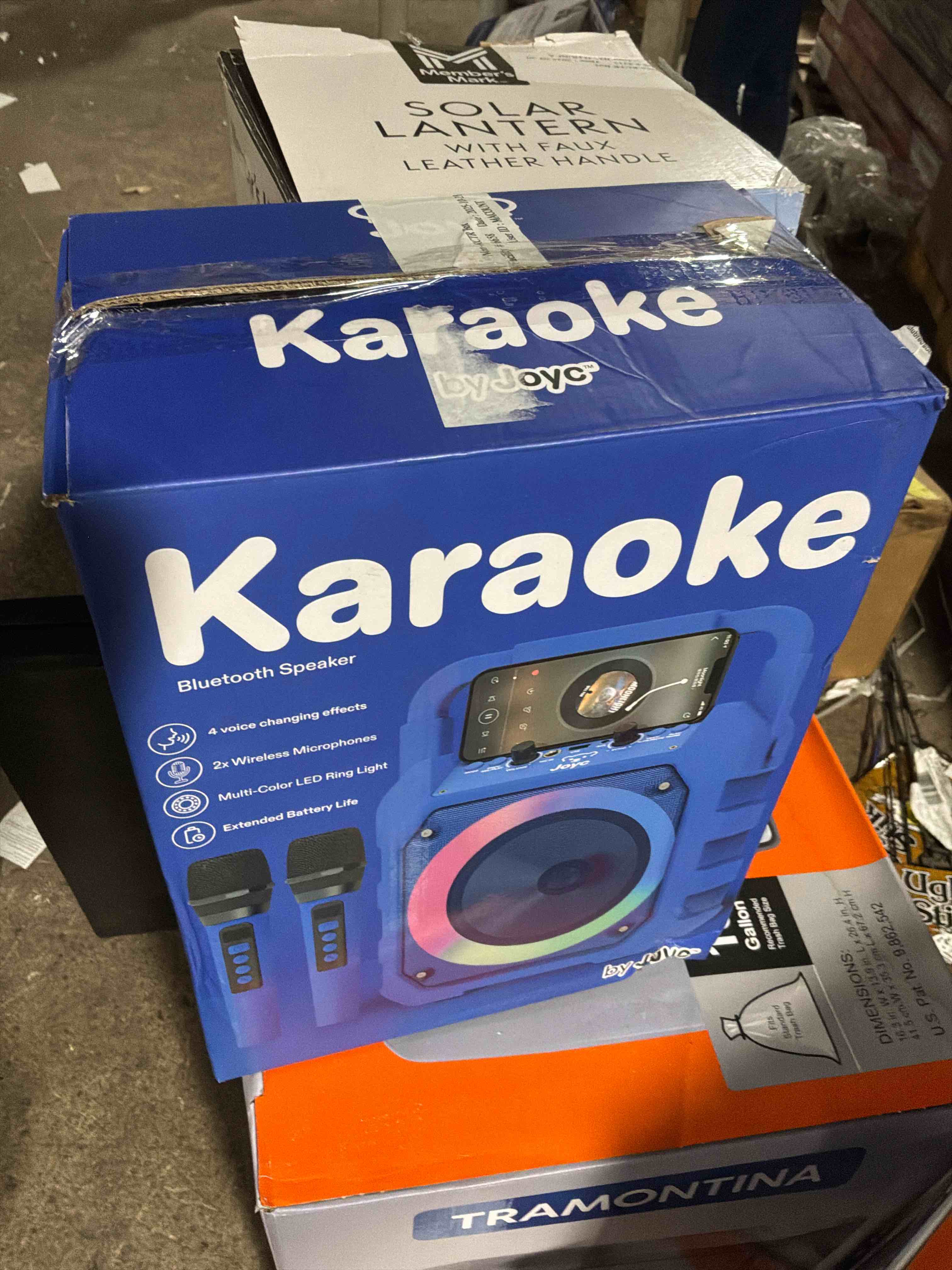 Condition photo showing Good Condition for joyc mic drop karaoke machine with 2 wireless mics & rgb lights, choose color