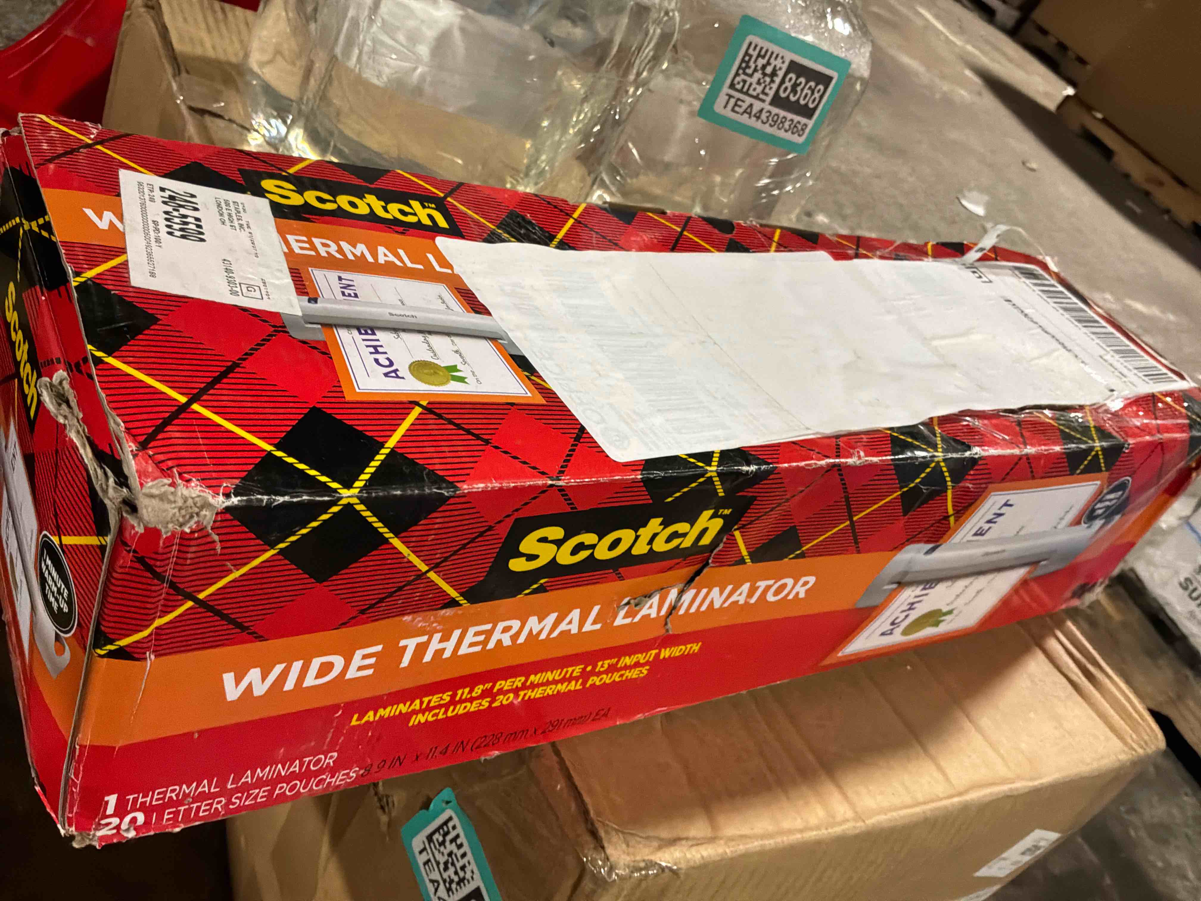 Condition photo showing Good Condition for scotch thermal laminator tl1302xvp 13 width 5 mil thicknes 1 thermal laminator with 20 letter size pouches
