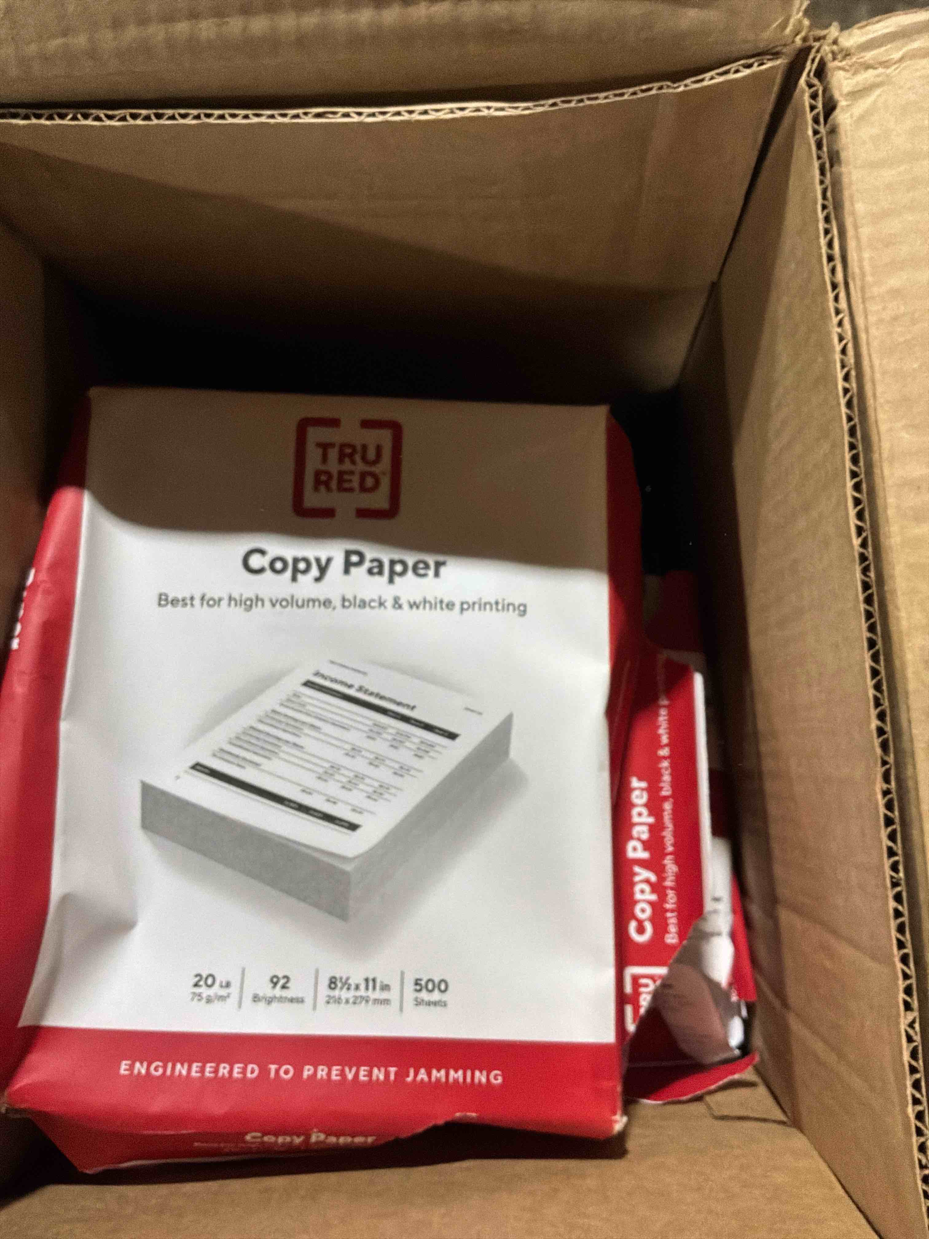 Condition photo showing Good Condition for box of tru red printer paper, 8.5" x 11"., white