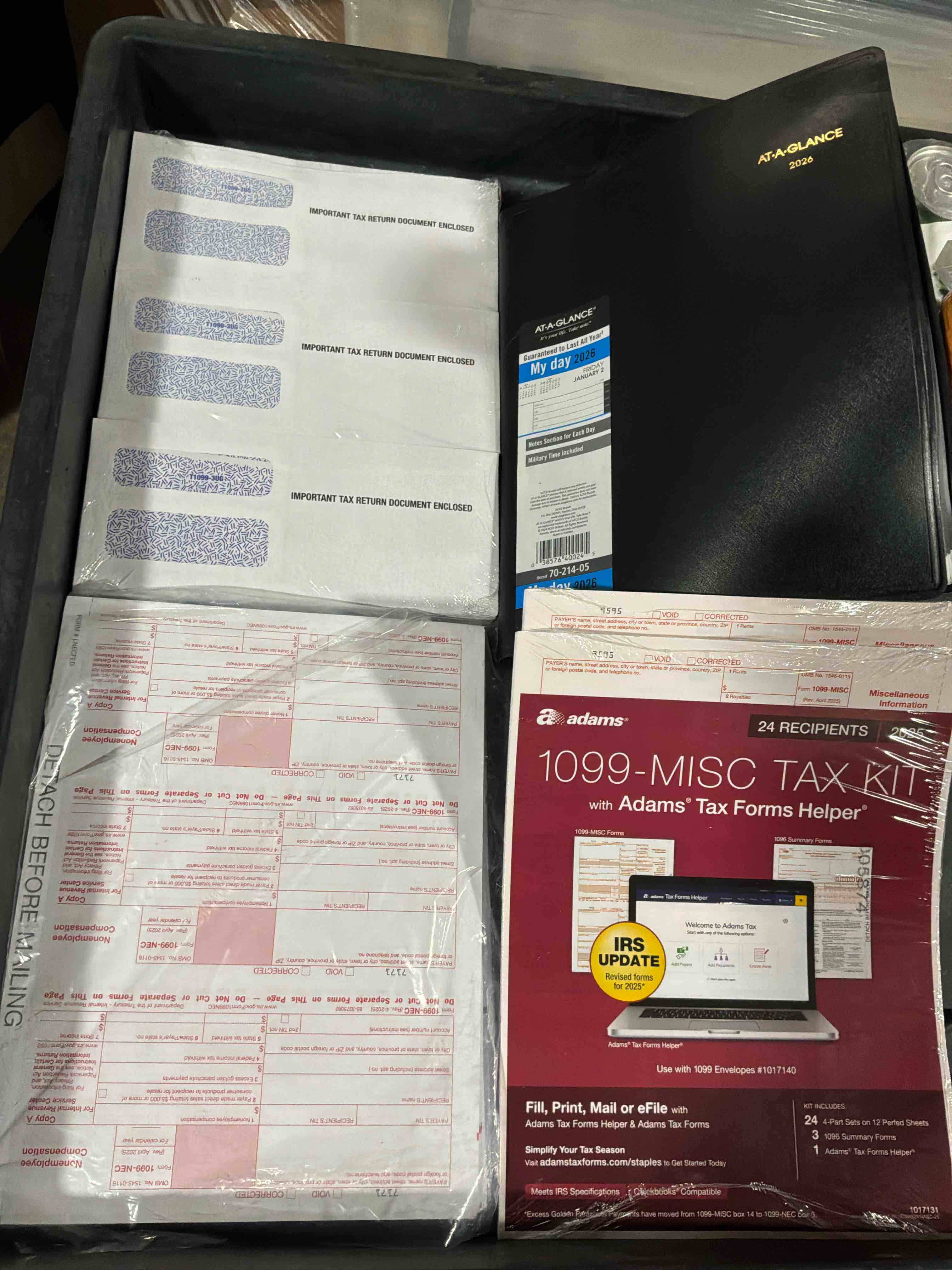 Box Of Assorted Office Products 