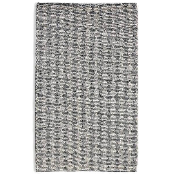Hand Woven Ivory/Grey Argyle Pattern Bubble Loop Pile Weave Wool Rug 2’x3’