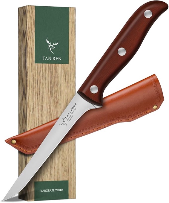 Condition photo showing New/Like New for TAN REN Boning Knife for Meat Cutting, 5 Inch Brisket Trimming Knife with Sheath