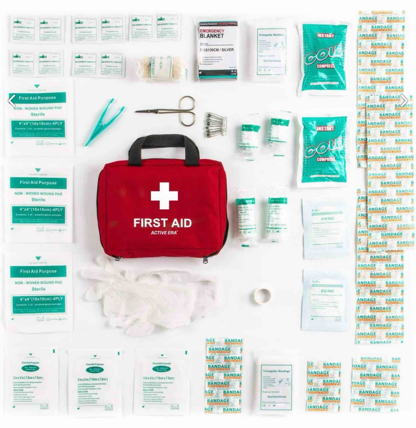 Condition photo showing Good Condition for Premium First Aid Kit [90 Pieces] Essential First Aid Kit for Camping, Hiking, Office with Medical Supplies and Handle - First Aid Kit for Home, Car, Travel, Survival 90 Piece Set  