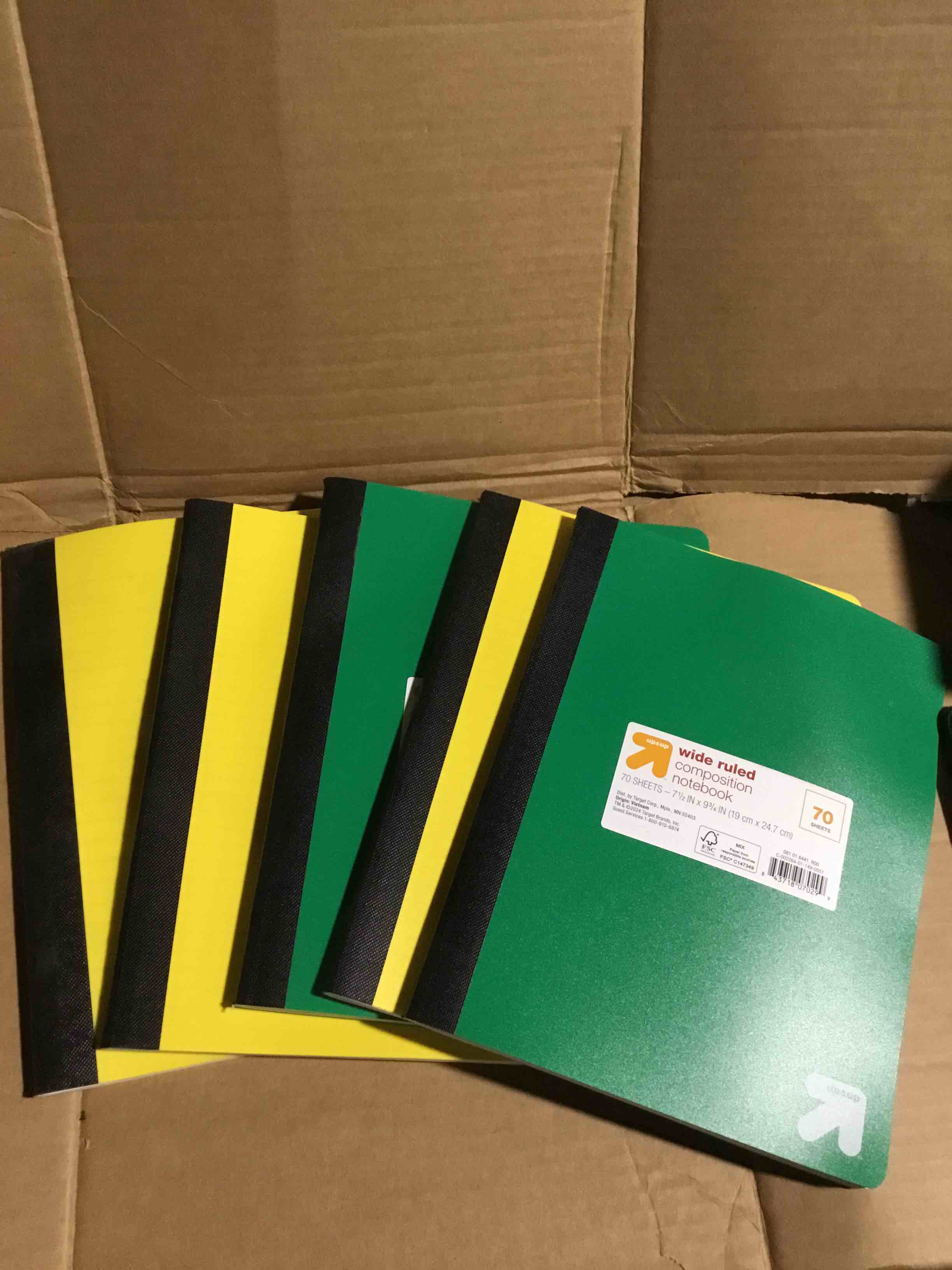 Condition photo showing New/Like New for Pack of 5  Composition Notebook Wide Ruled (Colors May Vary)