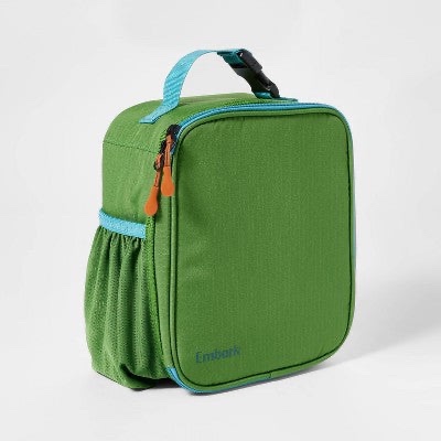 set of 2 flip-down square lunch bag green - embark™