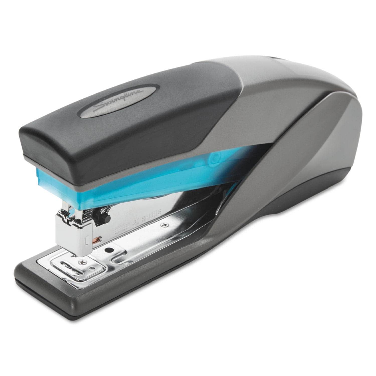 swingline® optima® 25 reduced effort stapler  25 sheets  blue/gray
