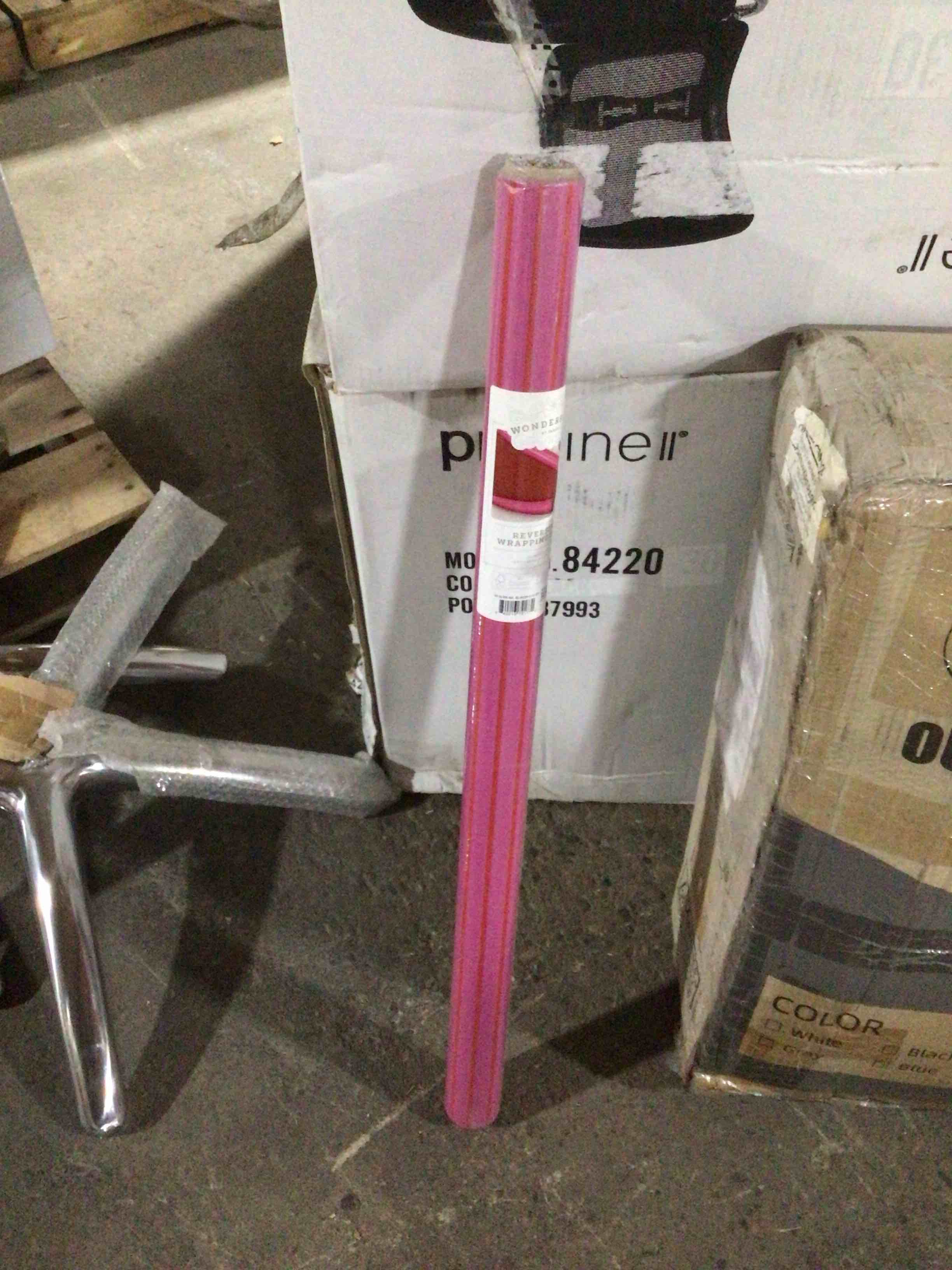 Condition photo showing New/Like New for 20 sq ft Reversible Glitter/Stripe Christmas Gift Wrap Red/Pink - Wondershop™: FSC Certified, 30" Width, Paper Material