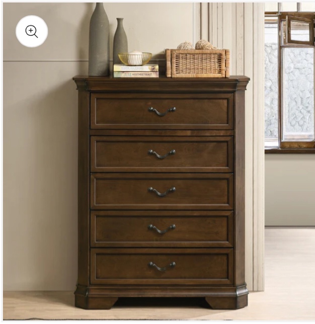 roundhill furniture maderne traditional wood 5-drawer chest