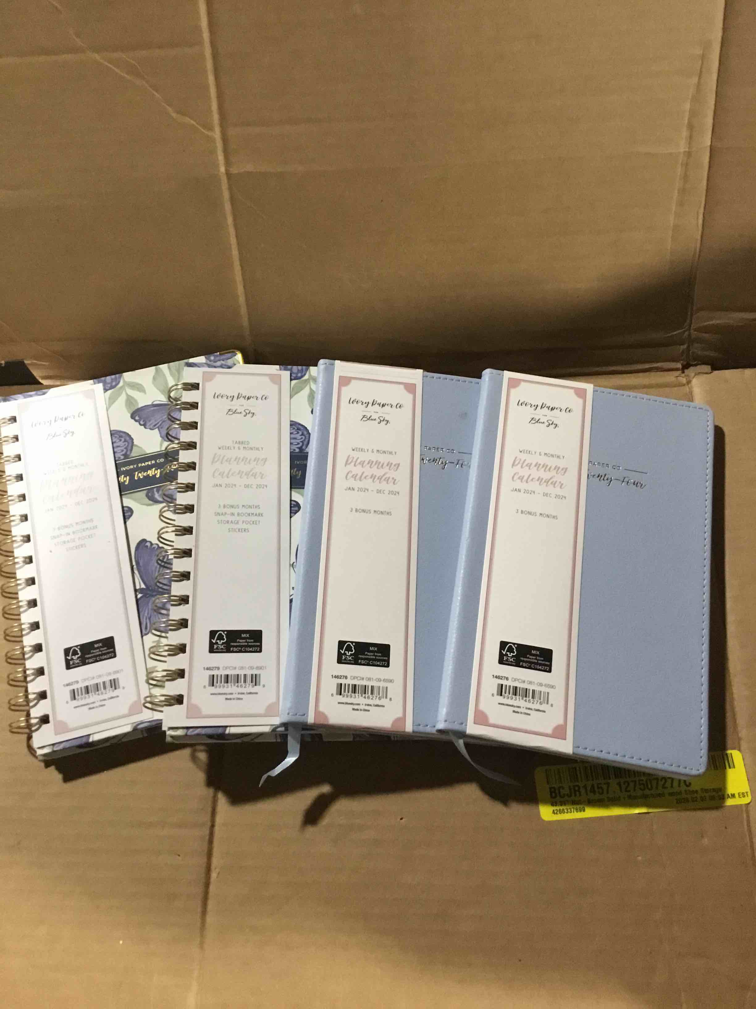 Condition photo showing New/Like New for Pack of 4 Ivory Paper Co 2024 Planner 8"x5" Weekly/Monthly Wirebound Mariposas