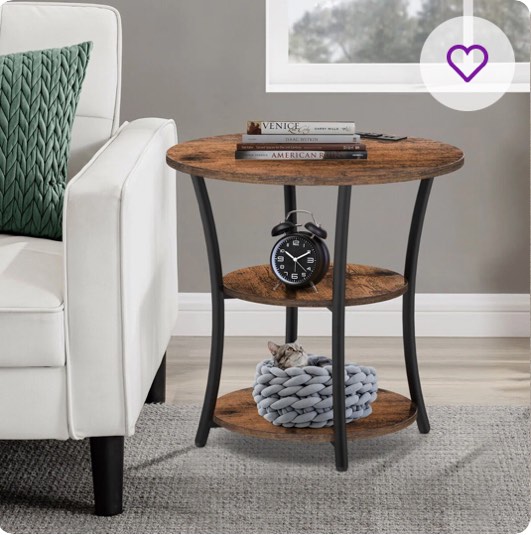 Jalane Tall End Table With 2 USB Ports , 2 Power Outlets and 3 tier 