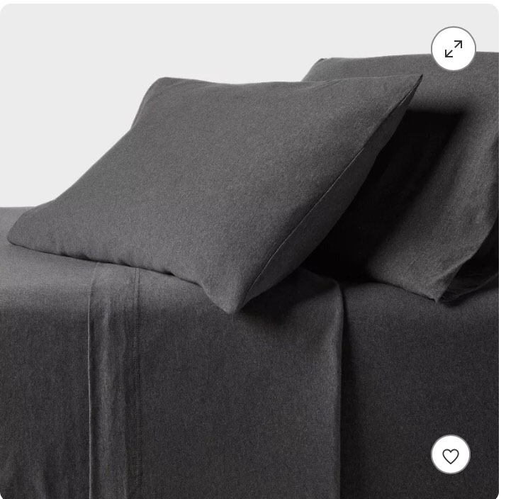 queen cotton jersey sheet set heather charcoal - threshold™: 4-piece, 100% cotton, oeko-tex certified