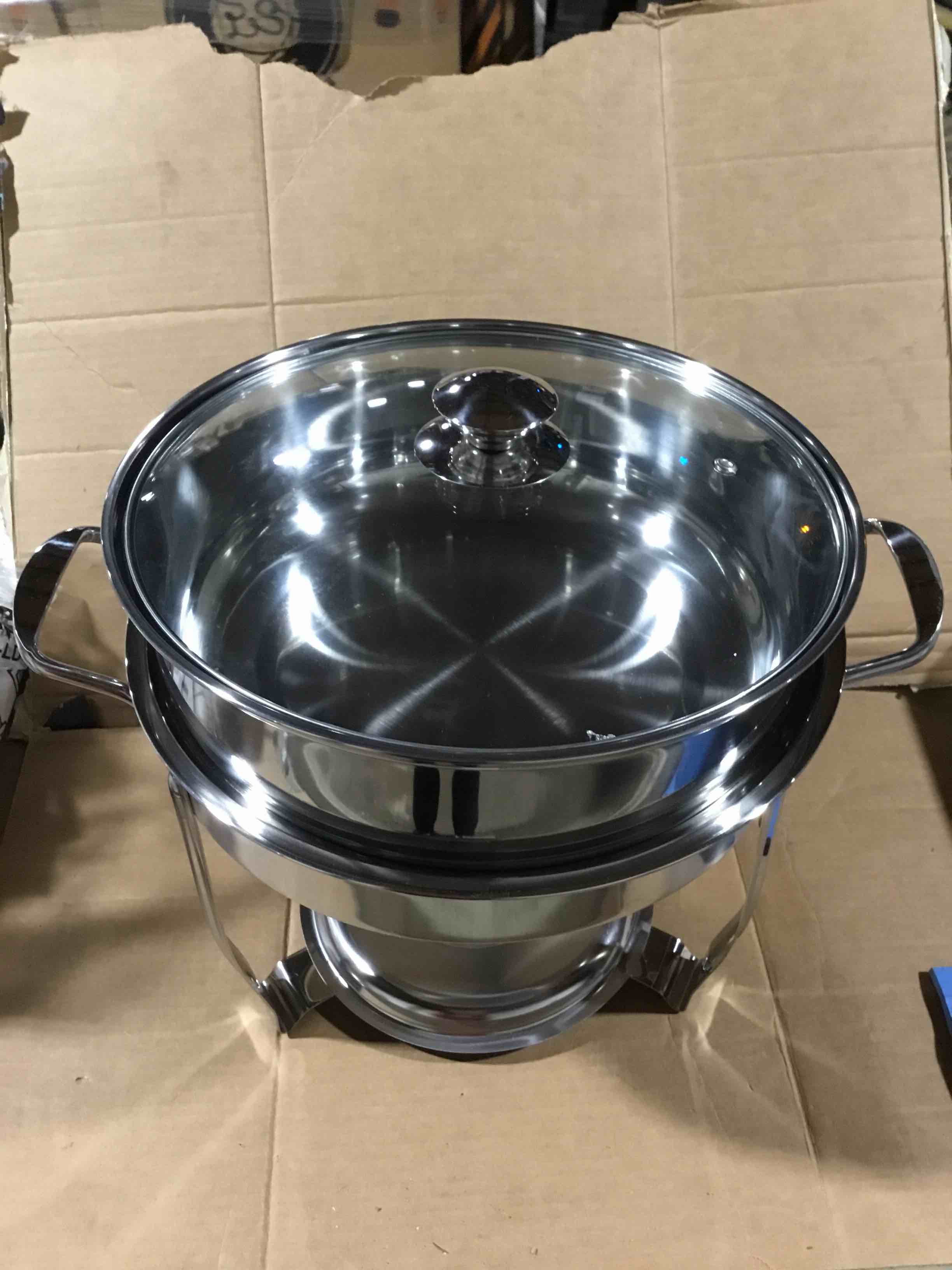 chafing dishes for buffet, 5qt round stainless steel chafing dish set for home parties, christmas gatherings, catering events complete buffet warmer 