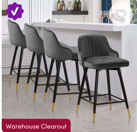 Swivel Upholstered 26”/29” Counter & Bar Stool Set of 2 